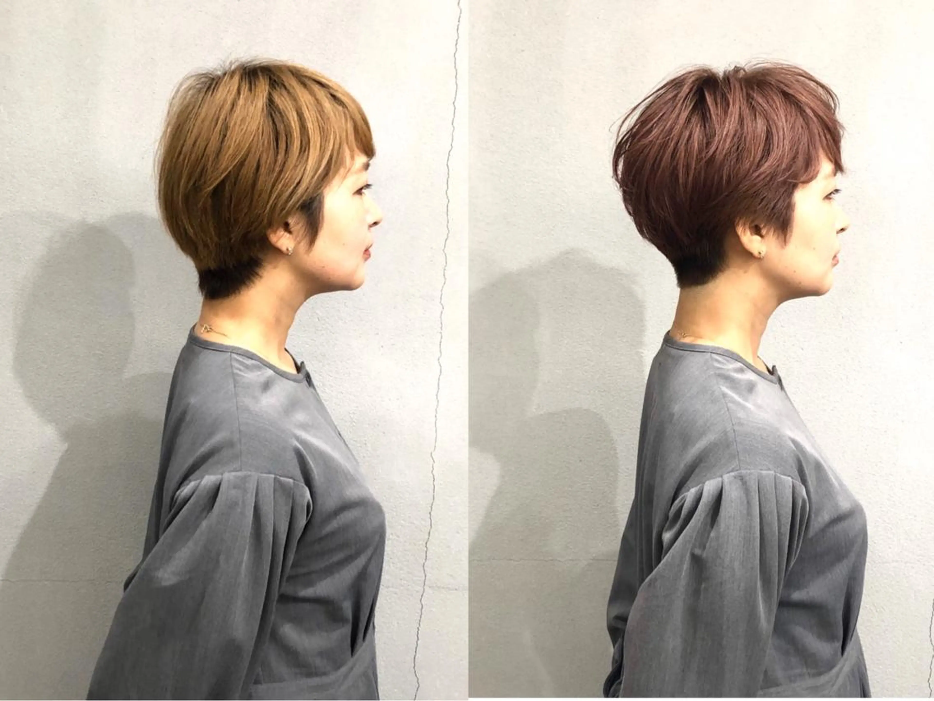 ショート カラー ピンクカラー くびれヘア ショートヘア カット ヘアカラー ボブ/ショート/ 白髪染め/メンズ葛西のヘアスタイル