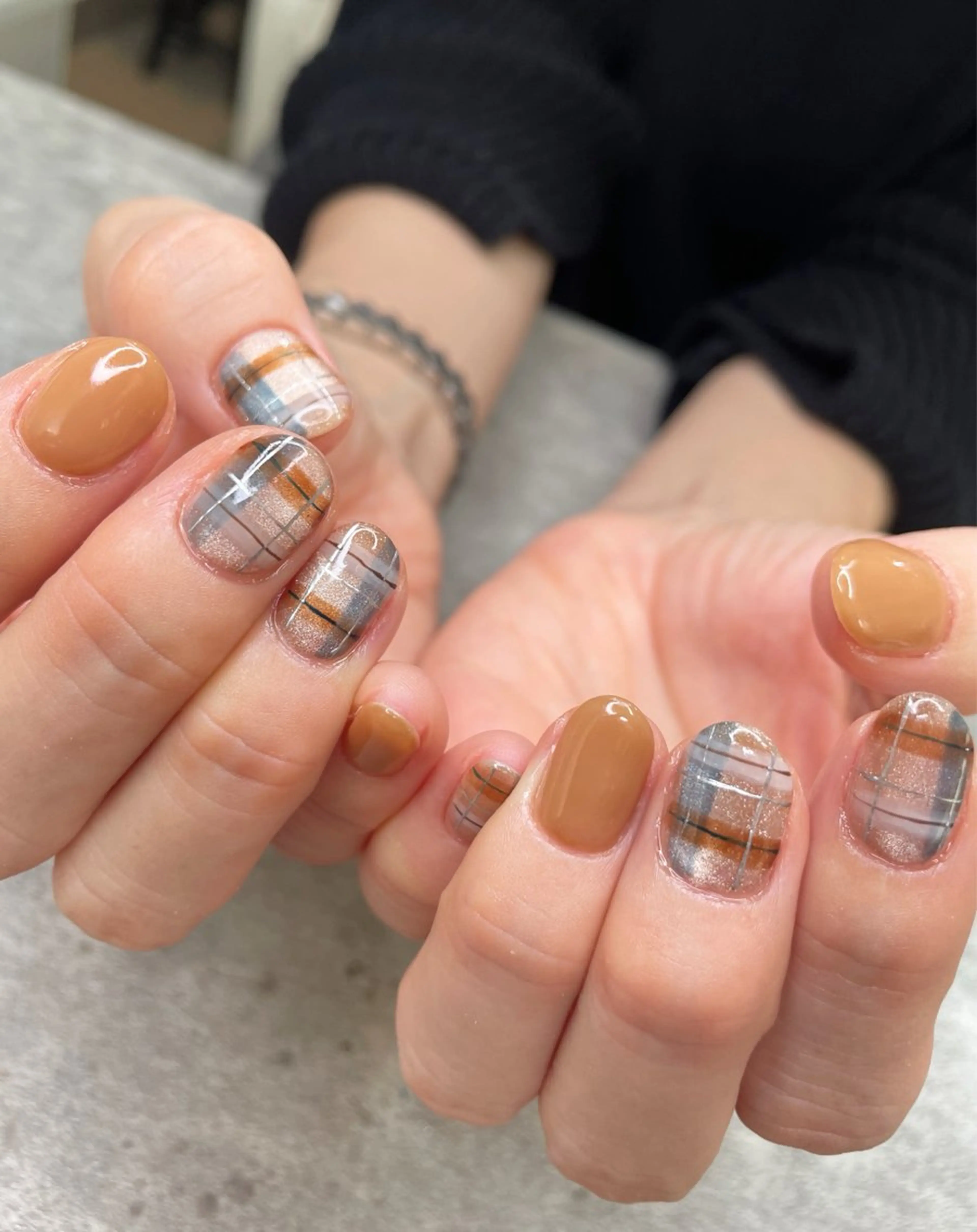 ネイル ブラウン マグネットネイル ハンドネイル ma riのネイルデザイン