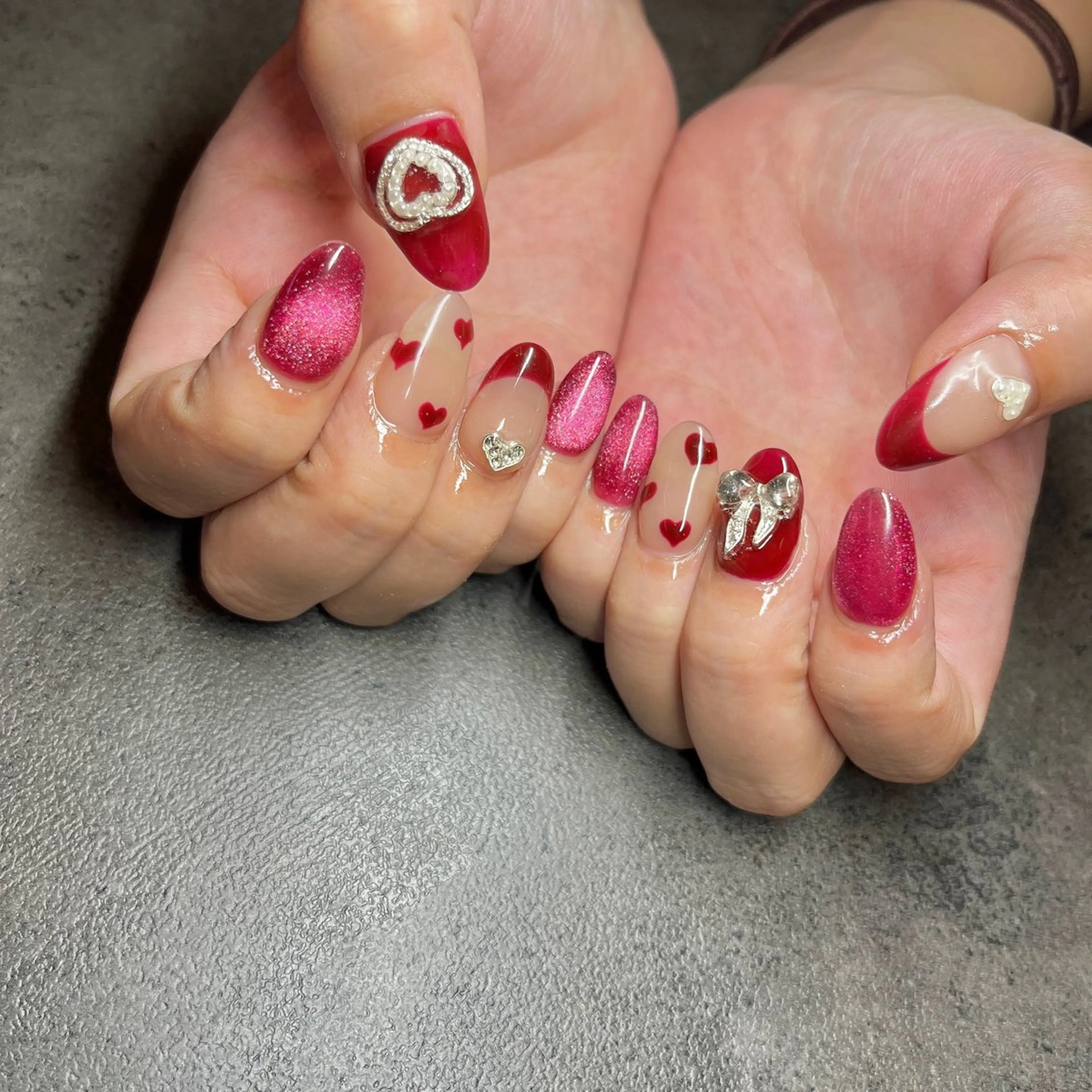 ネイル ジェルネイル バレンタイン しば まなみのネイルデザイン