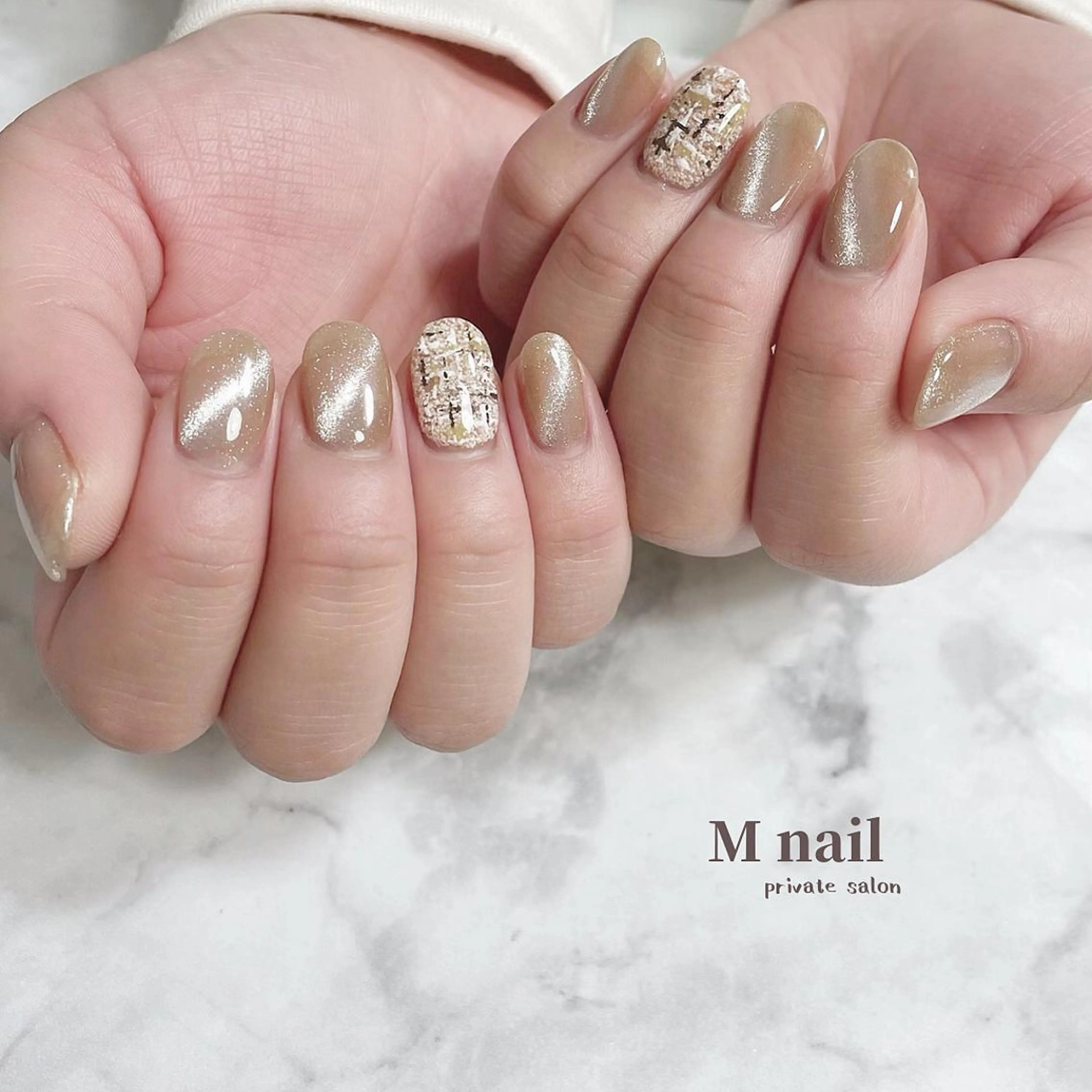 ネイル マグネットネイル ツイードネイル ハンドネイル M　nail所属・M nailのネイルデザイン