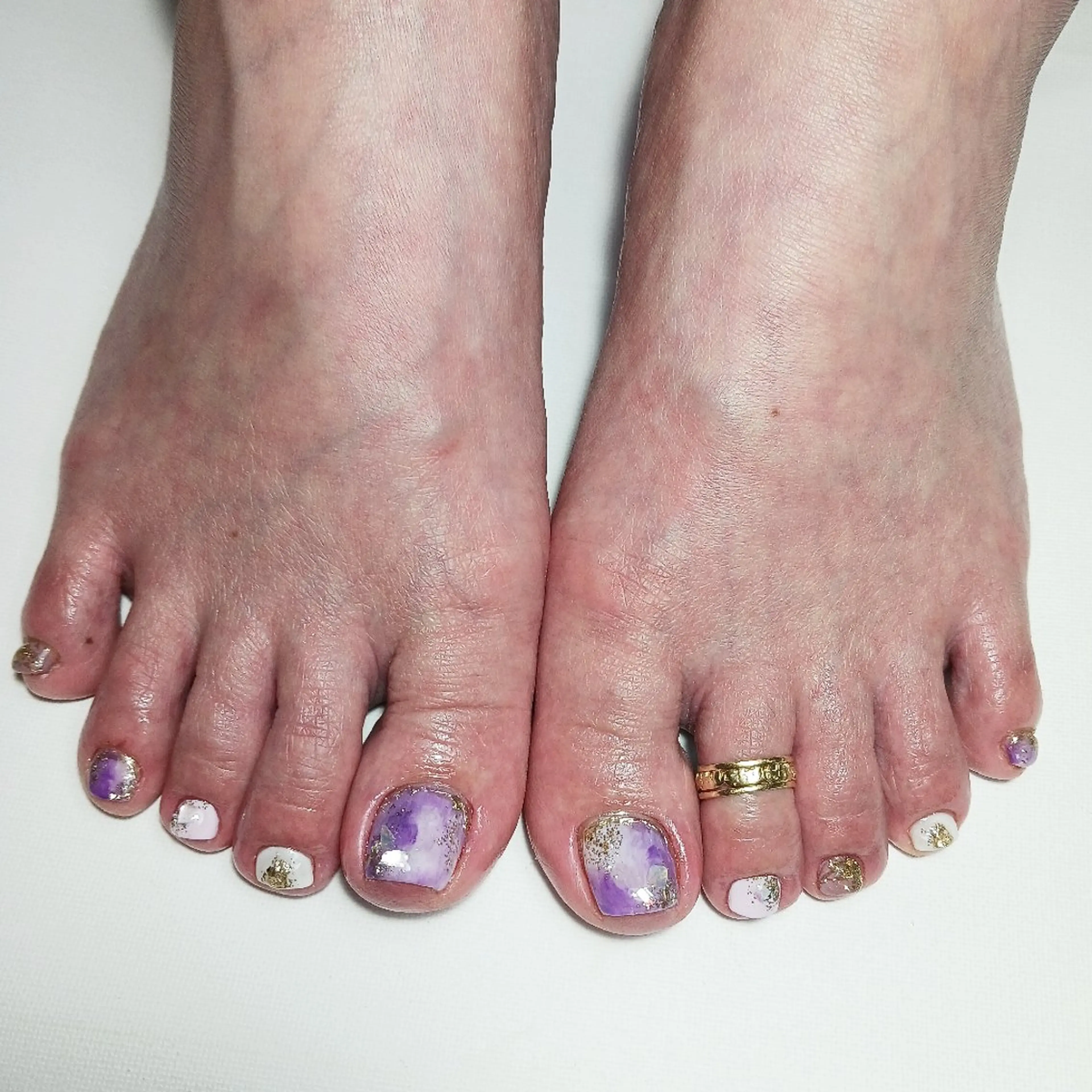 ネイル ジェルネイル 持ち込み ニュアンスネイル パープル ショートネイル フットネイル owlnail /持込みデザイン専門のネイルデザイン