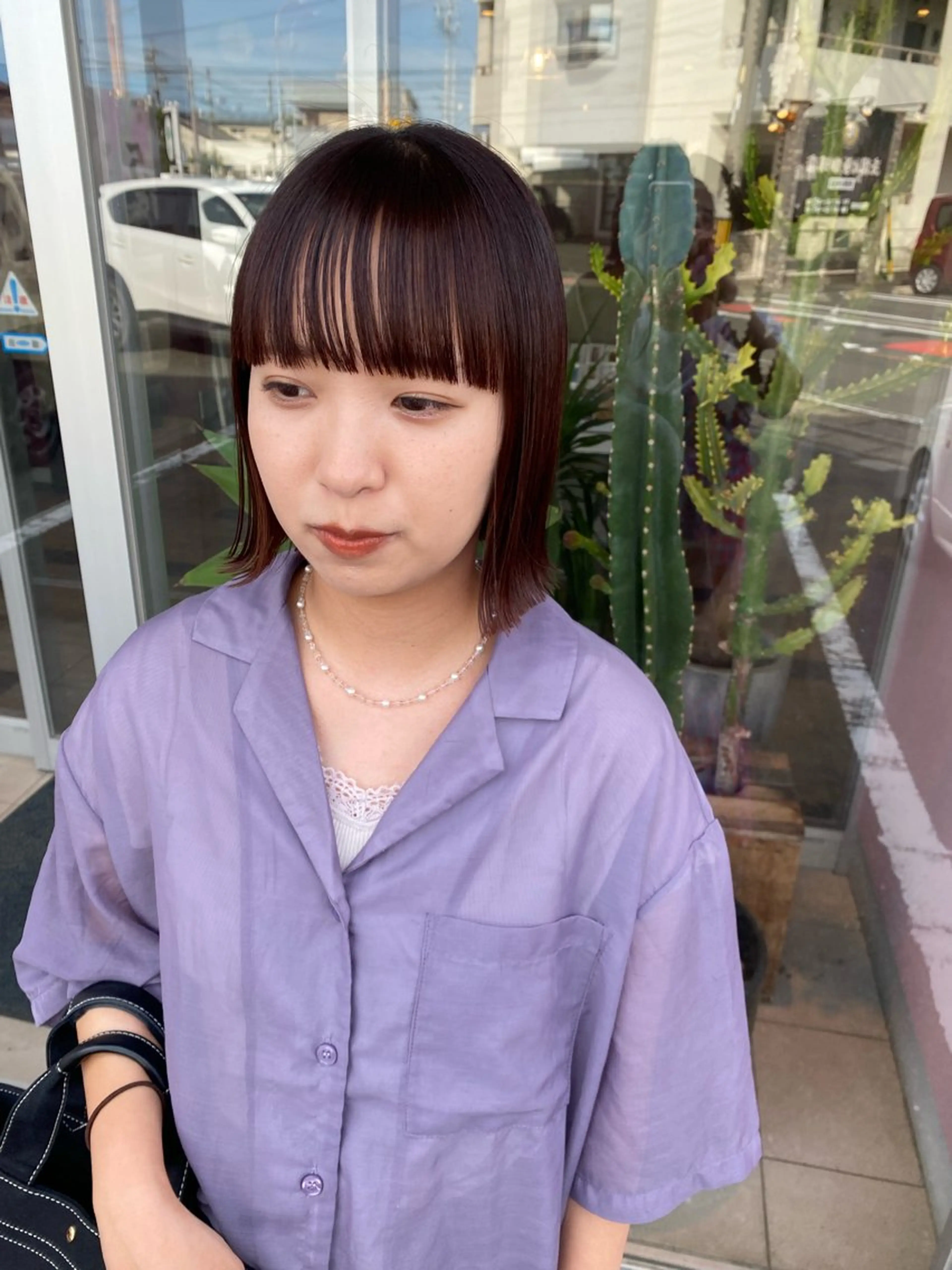 ショート カラー 切りっぱなしボブ ボブ 外ハネヘア ワイドバング ブリーチ/ダブル カラー🧸こころのヘアスタイル