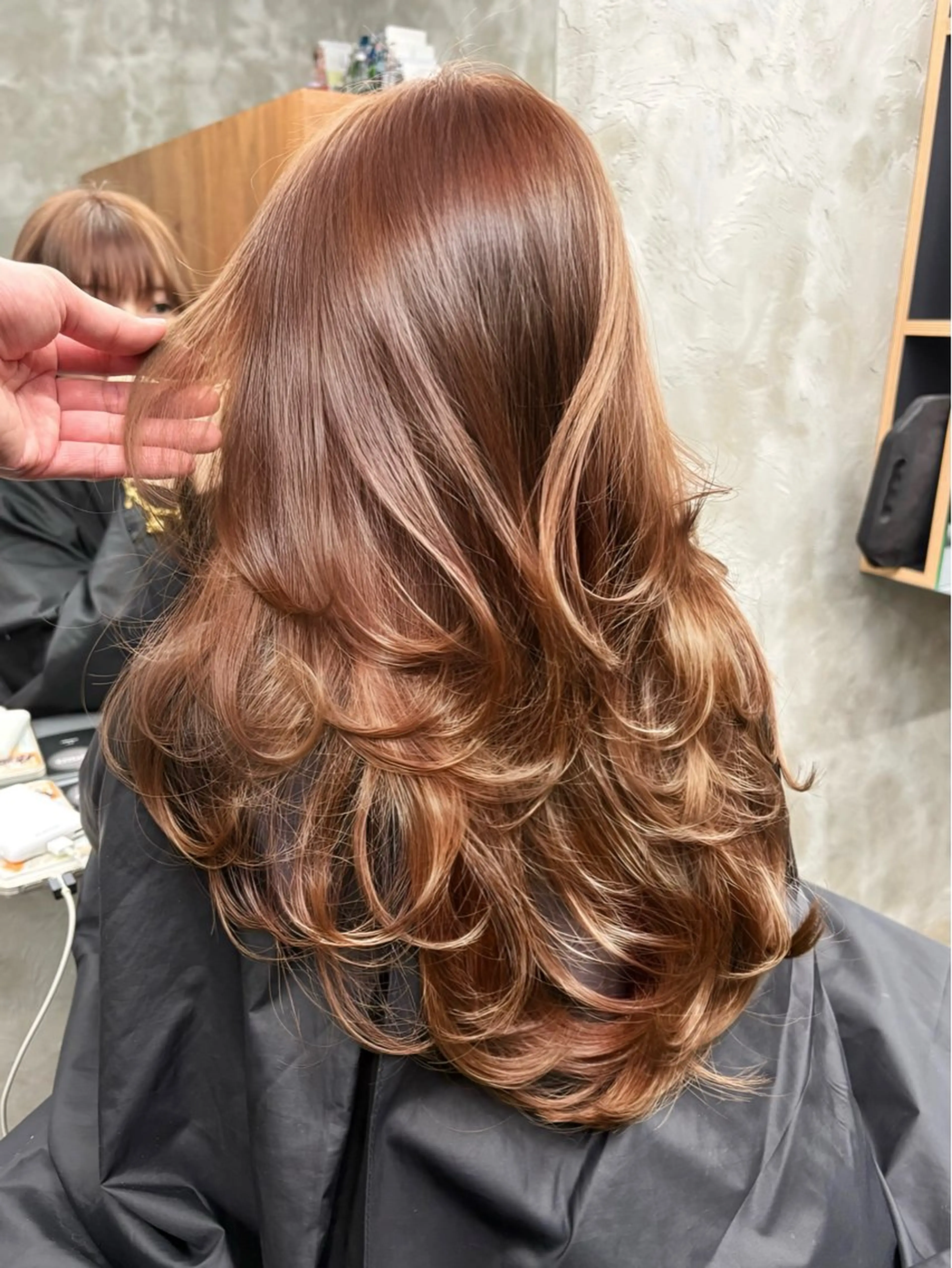 セミロング カラー カット ヘアカラー ハイライト、レイヤー カット/西梅田/中西のヘアスタイル