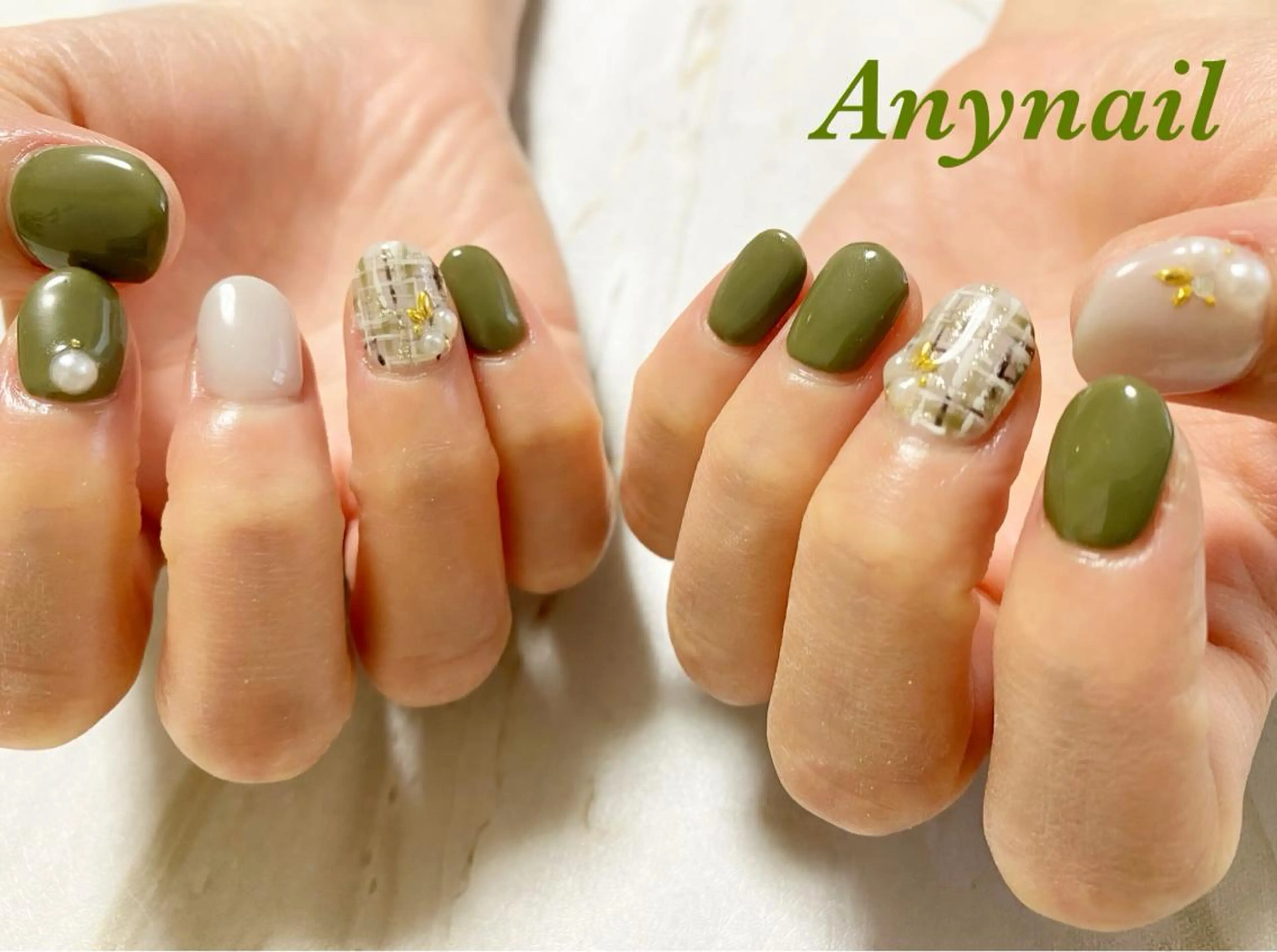 ネイル ブルー オフィスネイル ツイードネイル 冬ネイル ハンドネイル 岩澤 恵子のネイルデザイン