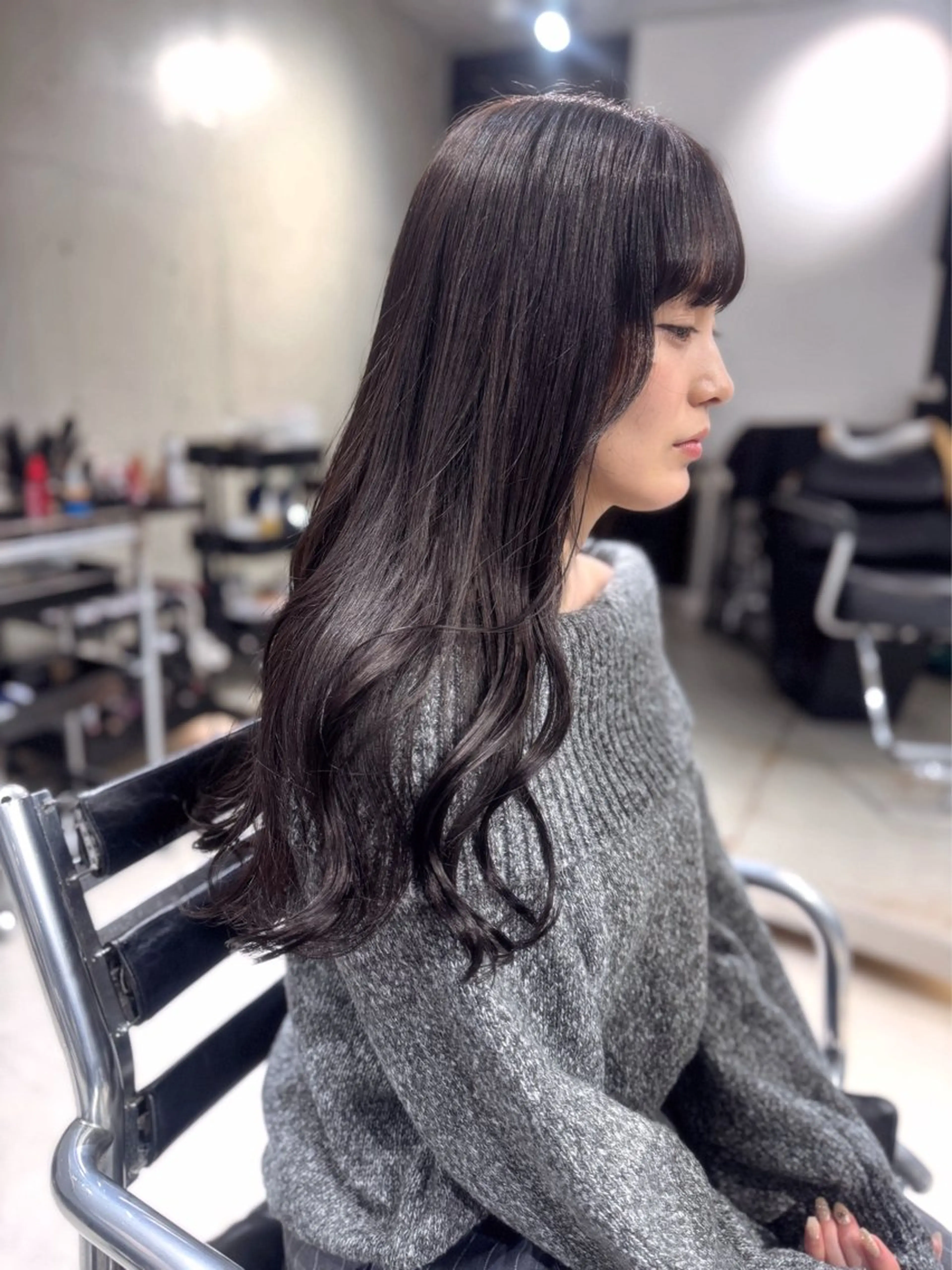 ロング カラー パーマ ヘアアレンジ カット ヘアカラー トリートメント ヘアセット 透明感/オリーブ/ グレージュ/YUKAのヘアスタイル