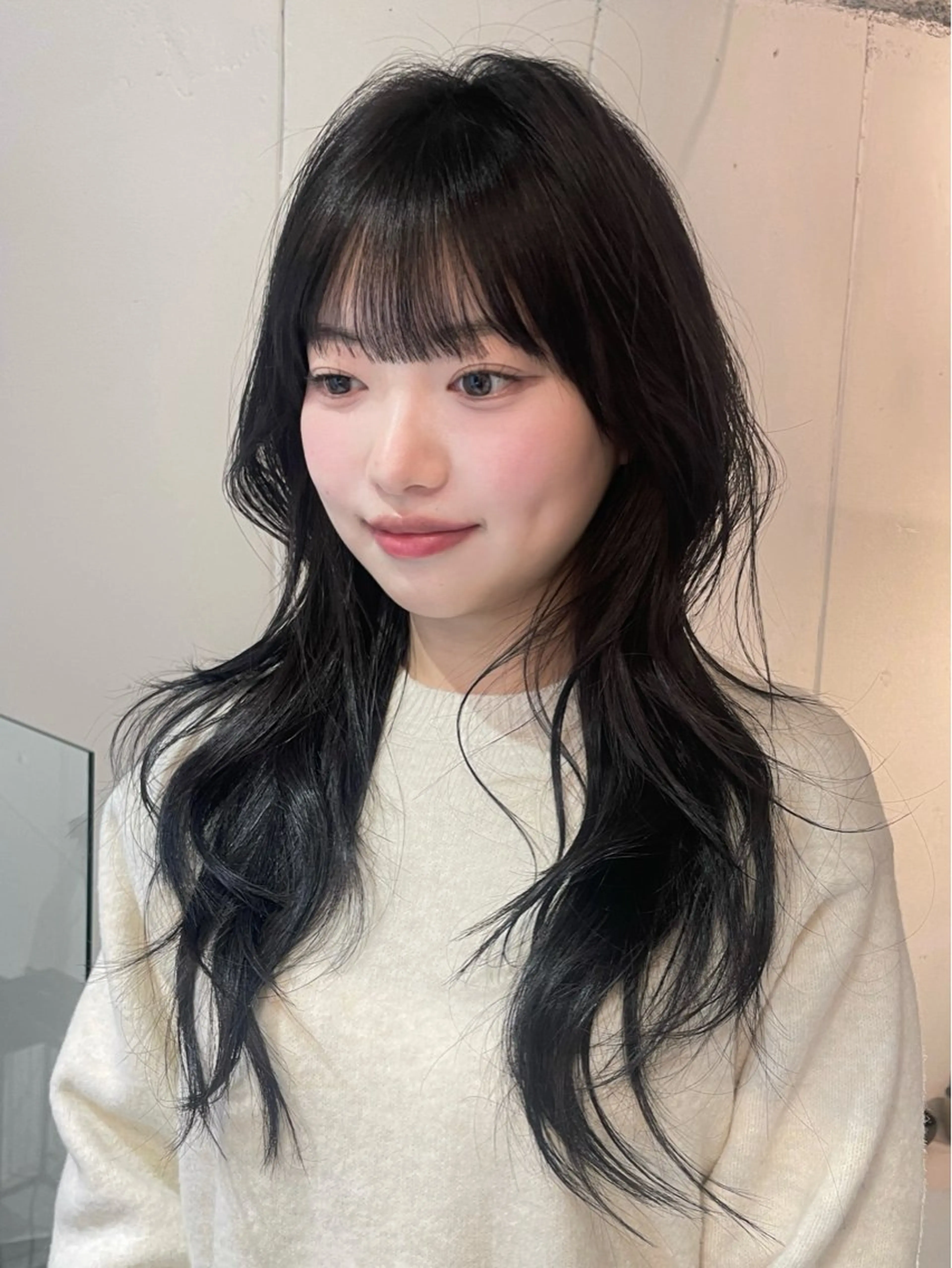 ロング カラー パーマ ハッシュカット レイヤーカット カット ヘアカラー トリートメント ハッシュカット/ 韓国ヘア☽⋰mahoのヘアスタイル