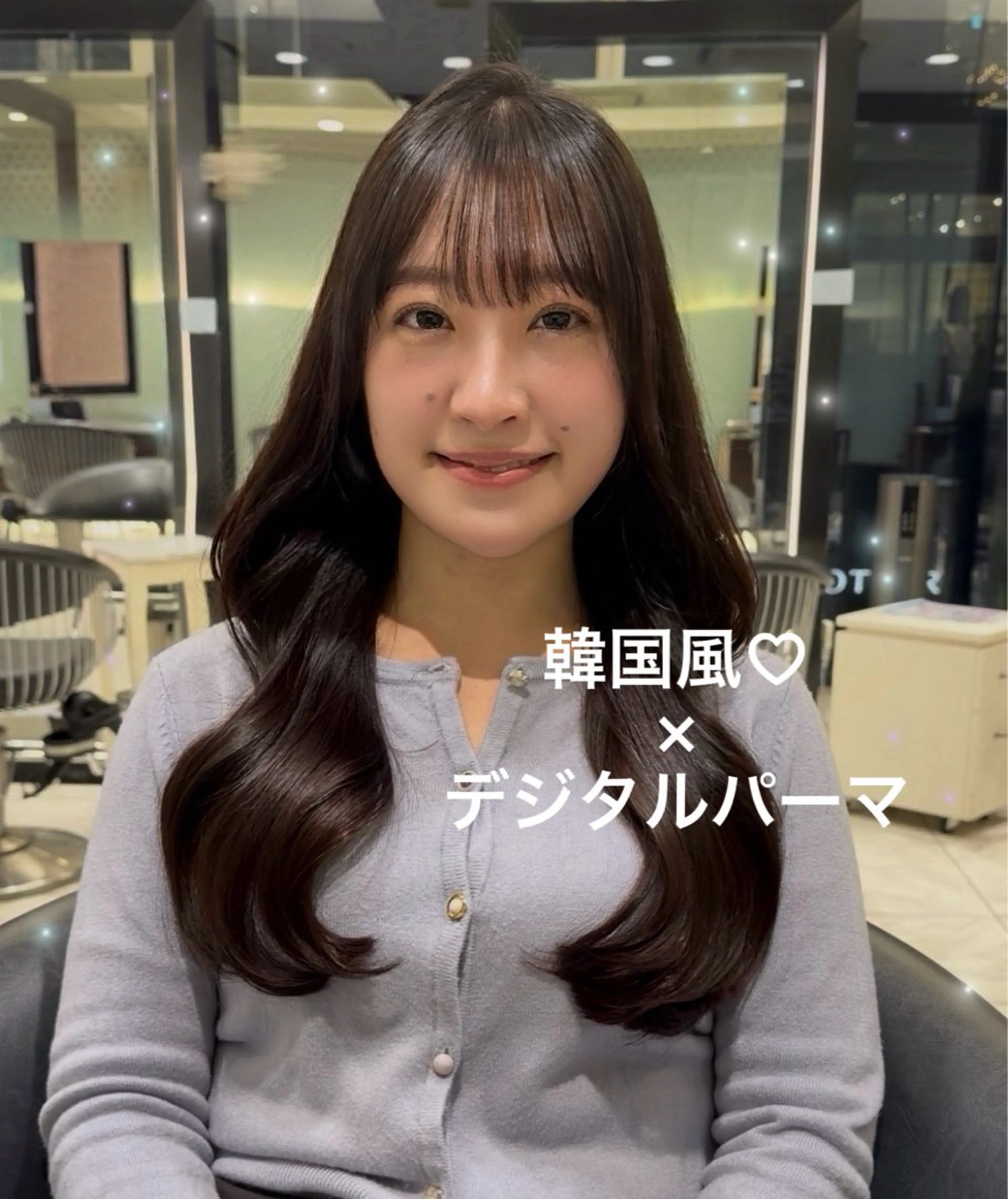 ロング パーマ デジタルパーマ パーマ 顔周り/透明感/銀座 🩵りのせのヘアスタイル