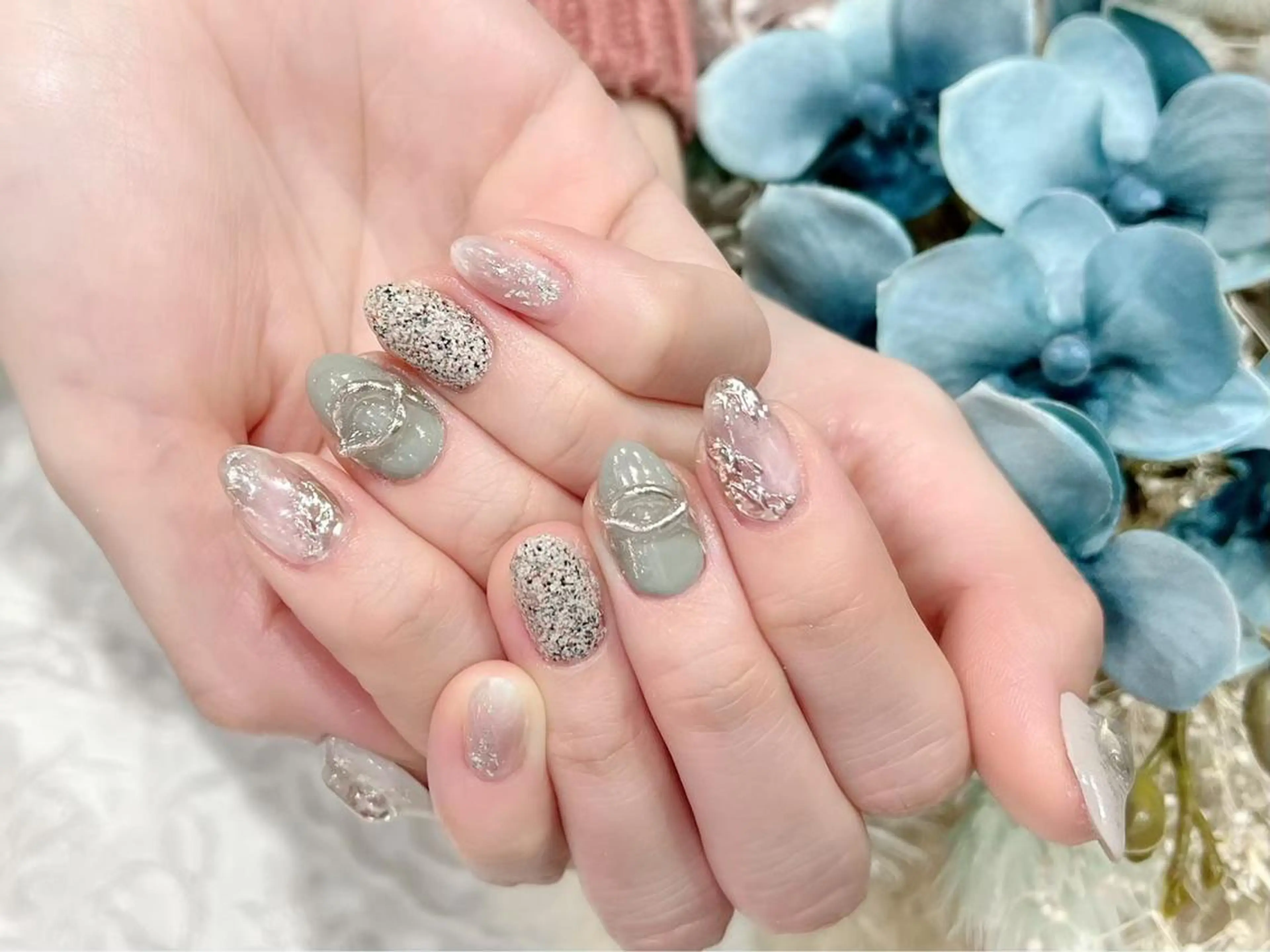 ネイル ジェルネイル ストーンネイル ハンドネイル nailsalon mintのネイルデザイン