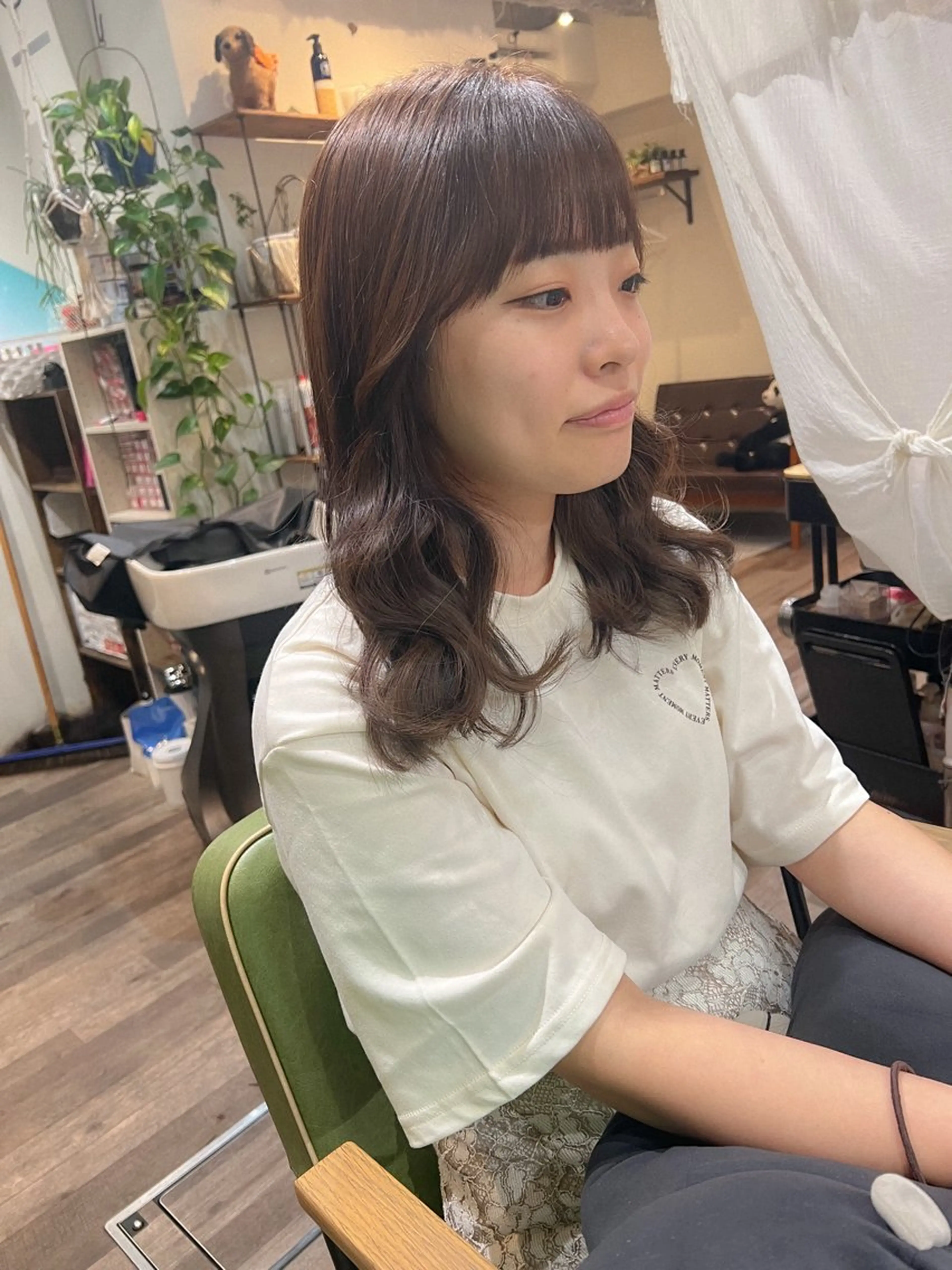 ミディアム カラー ブリーチ ブラウンカラー ブリーチなしカラー カラーパティシエ facce🌼ikoのヘアスタイル