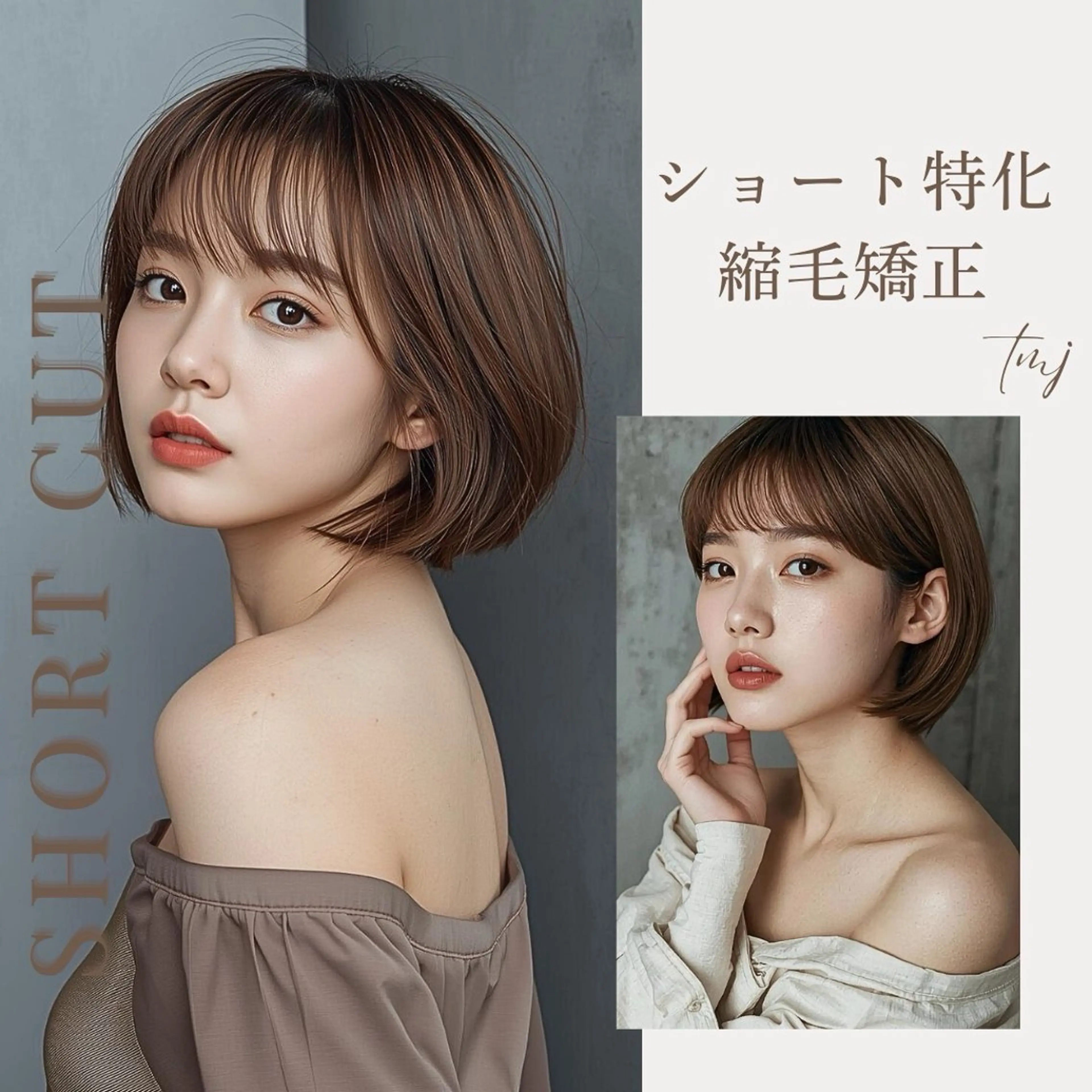 韓国ショートカット＋ショート特化ナチュラル縮毛強制の写真