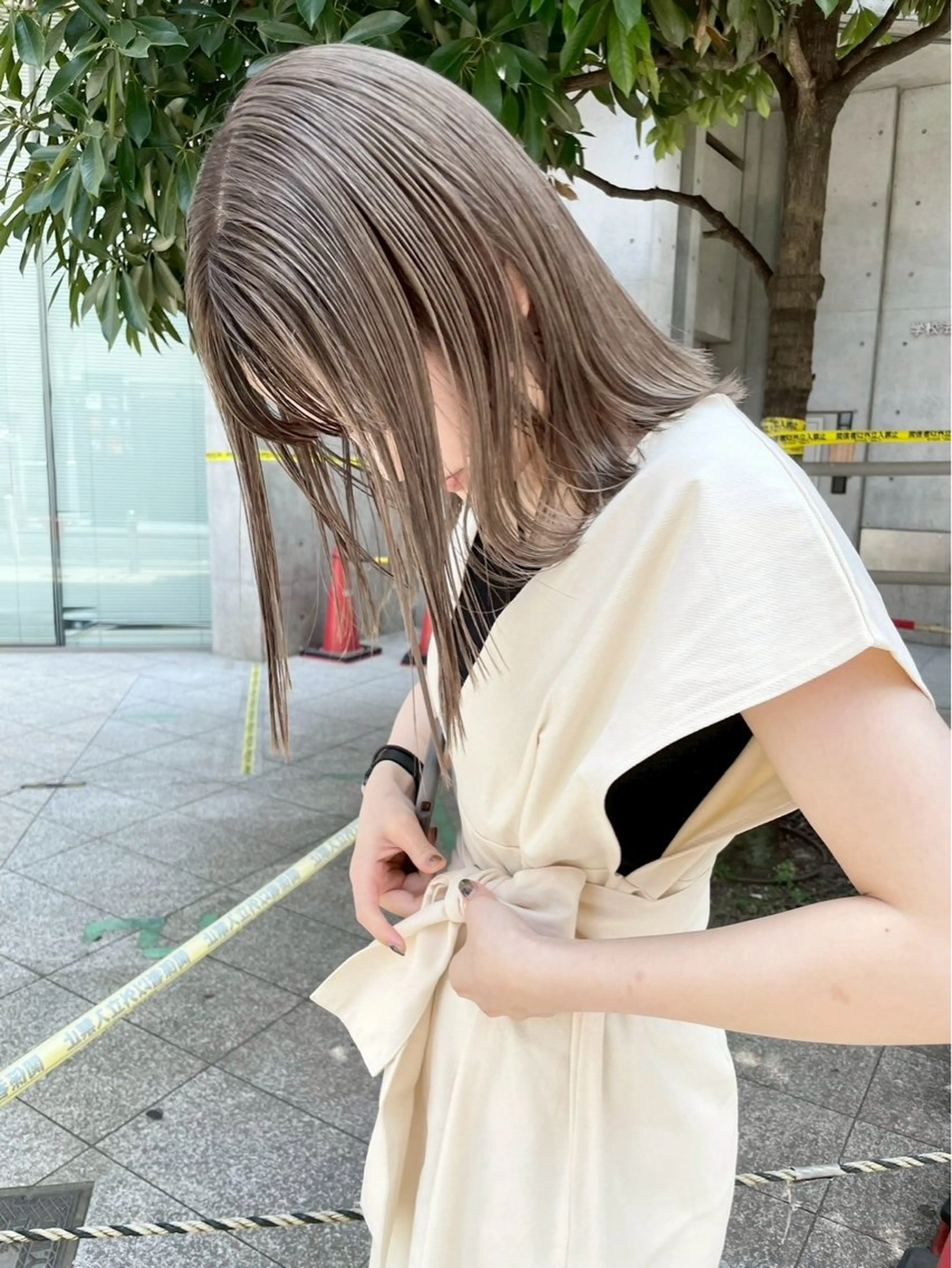 ショート カラー ベージュカラー ミルクティーベージュ ブリーチなし ダブルカラー/ゆなのヘアスタイル