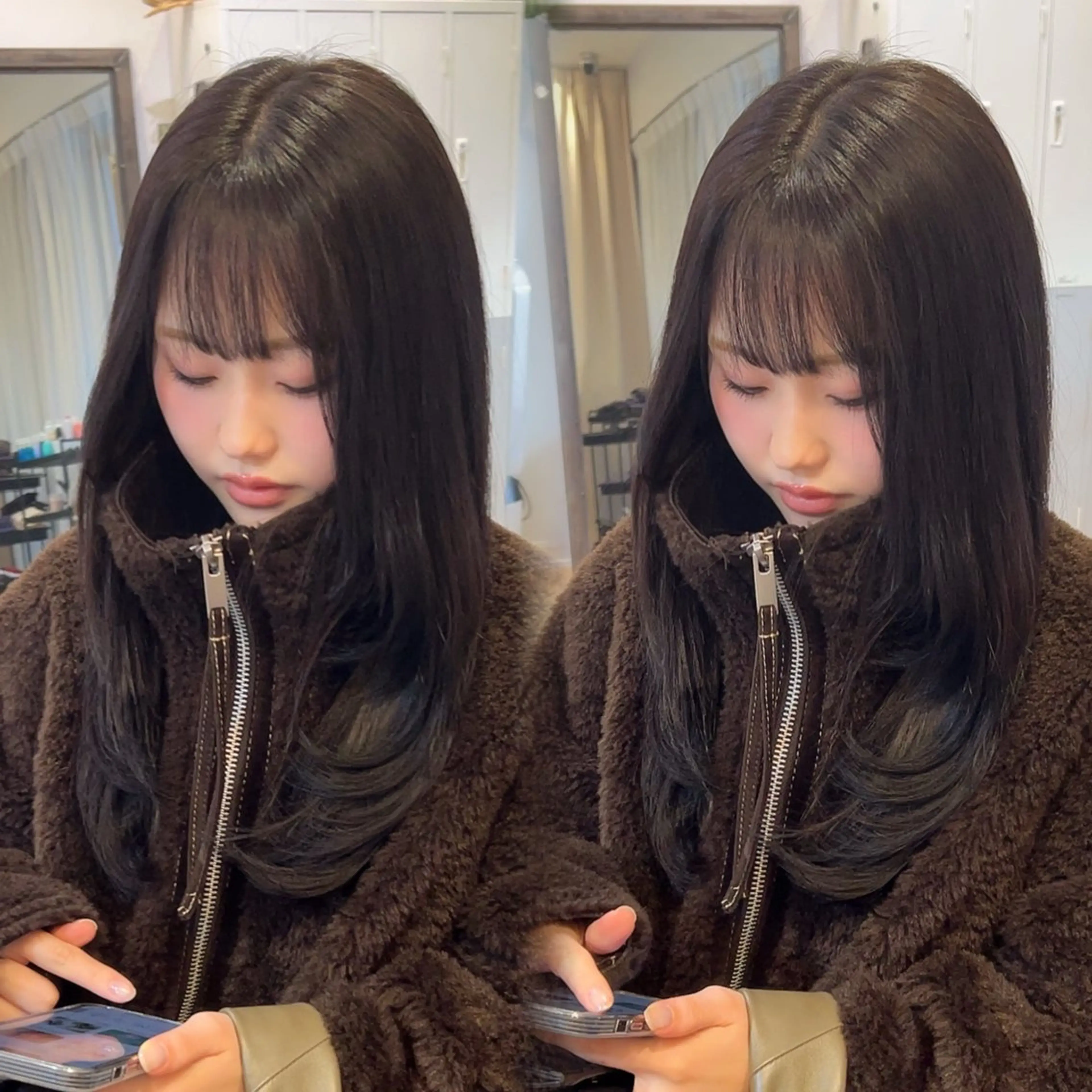 ロング レイヤーカット ロング カット ヘアカラー calna 古賀 菜摘のヘアスタイル