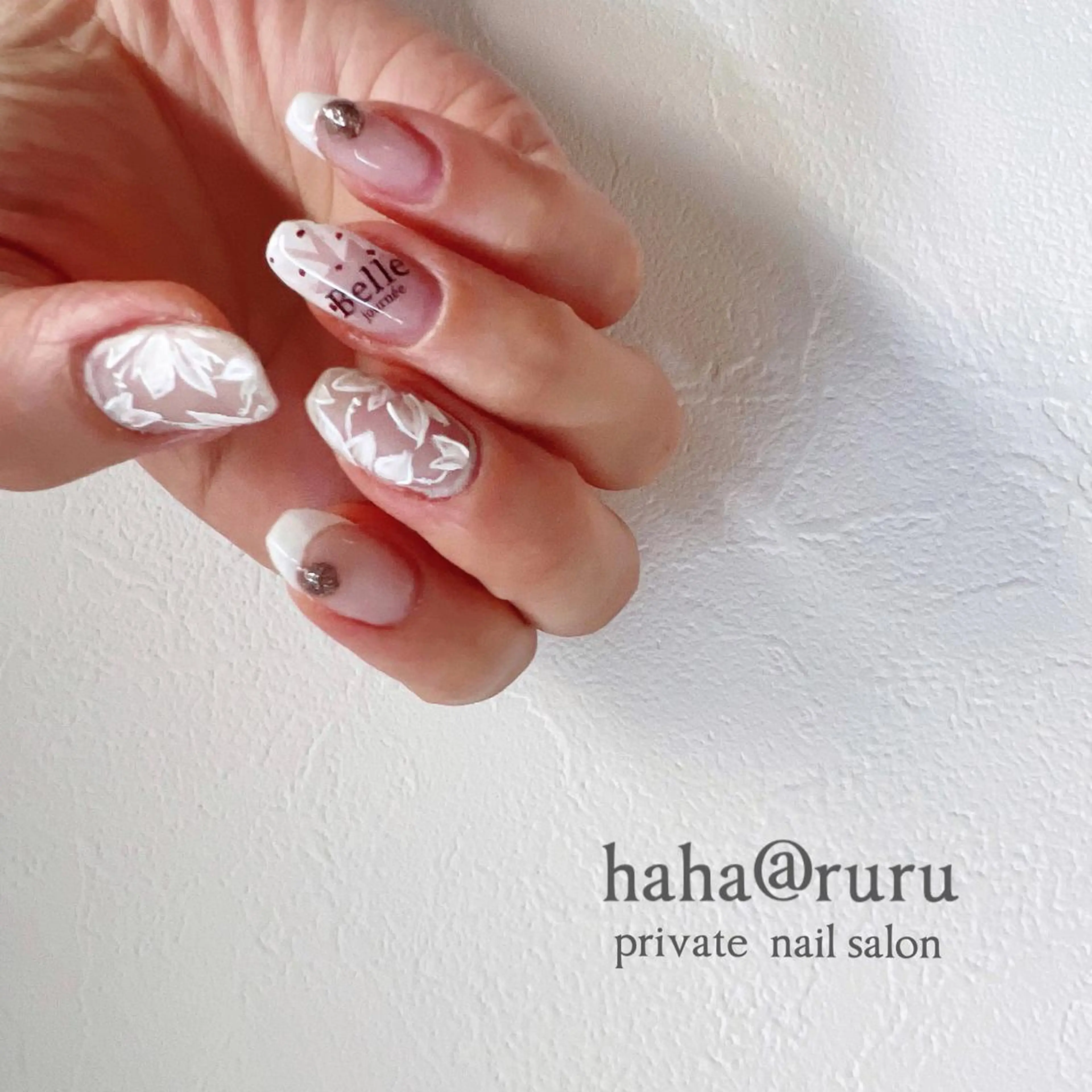 ネイル アートネイル ホワイト haha@ ruruのネイルデザイン