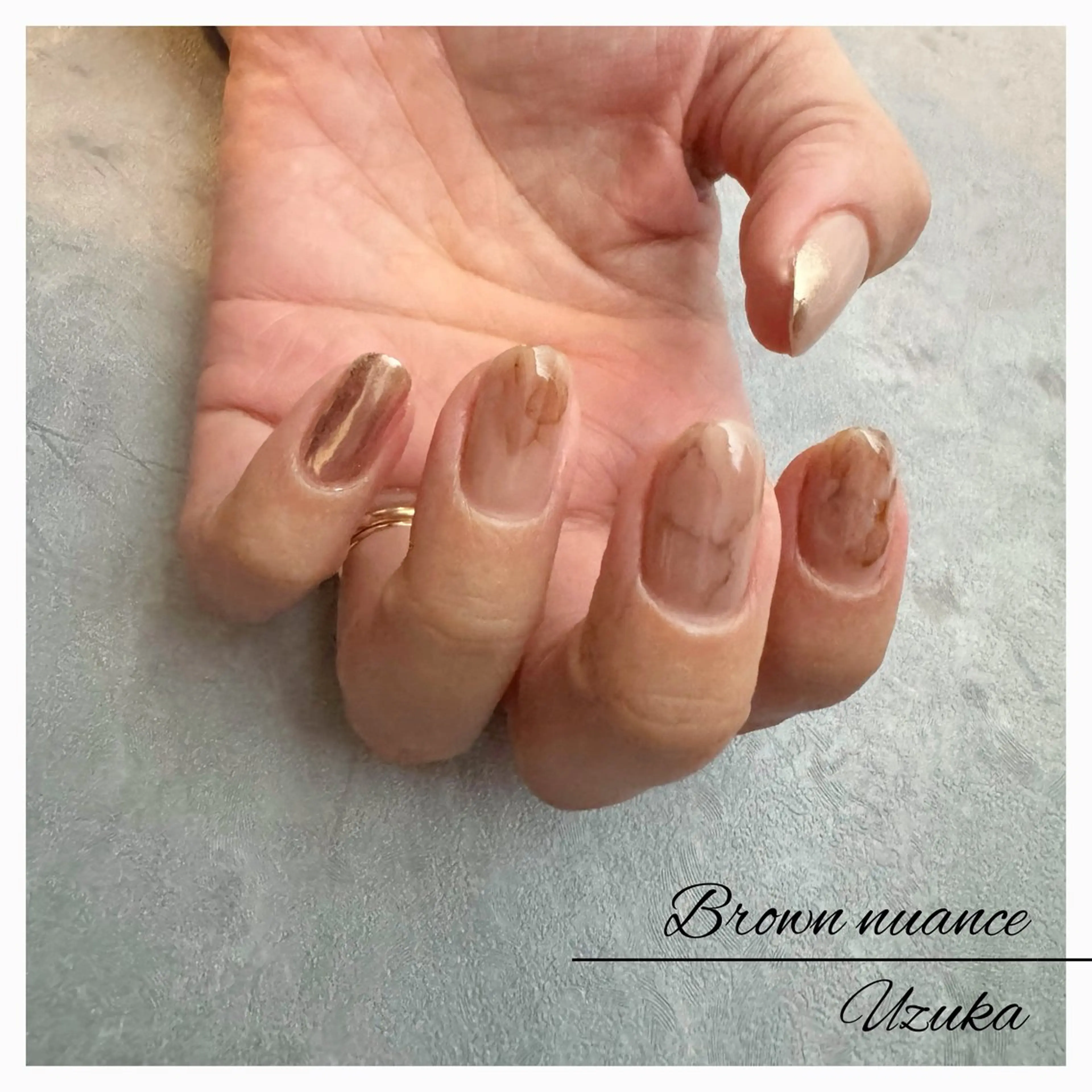 ネイル ブラウン ミラーネイル ニュアンスネイル 【 enn 】 Uzuka Yukaのネイルデザイン