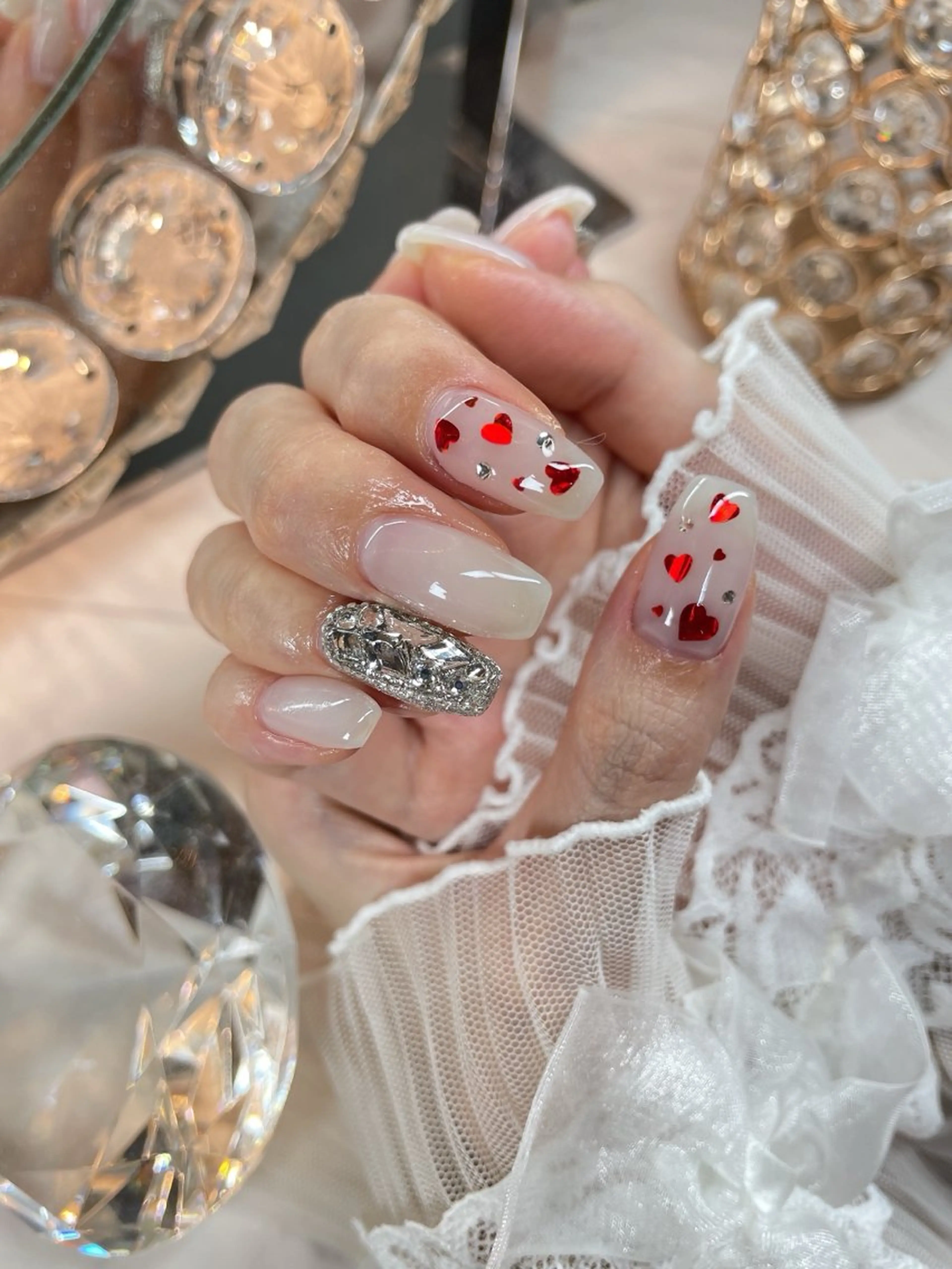 ネイル 23時まで❤︎韓国、 ワンホンネイルのネイルデザイン