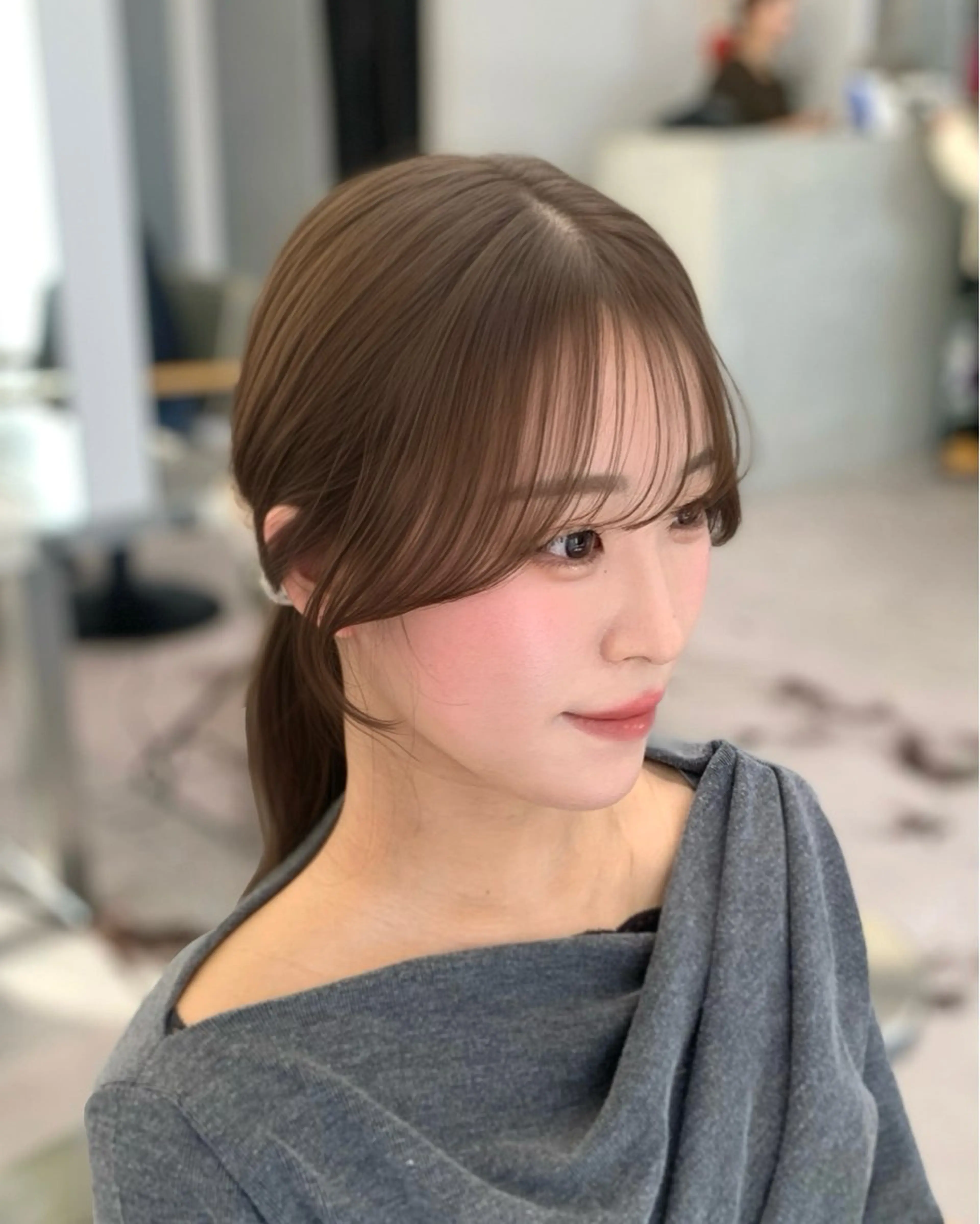 ロング カット ヘアカラー 🎀韓国風顔周り× 透明感/梅田/アリサのヘアスタイル