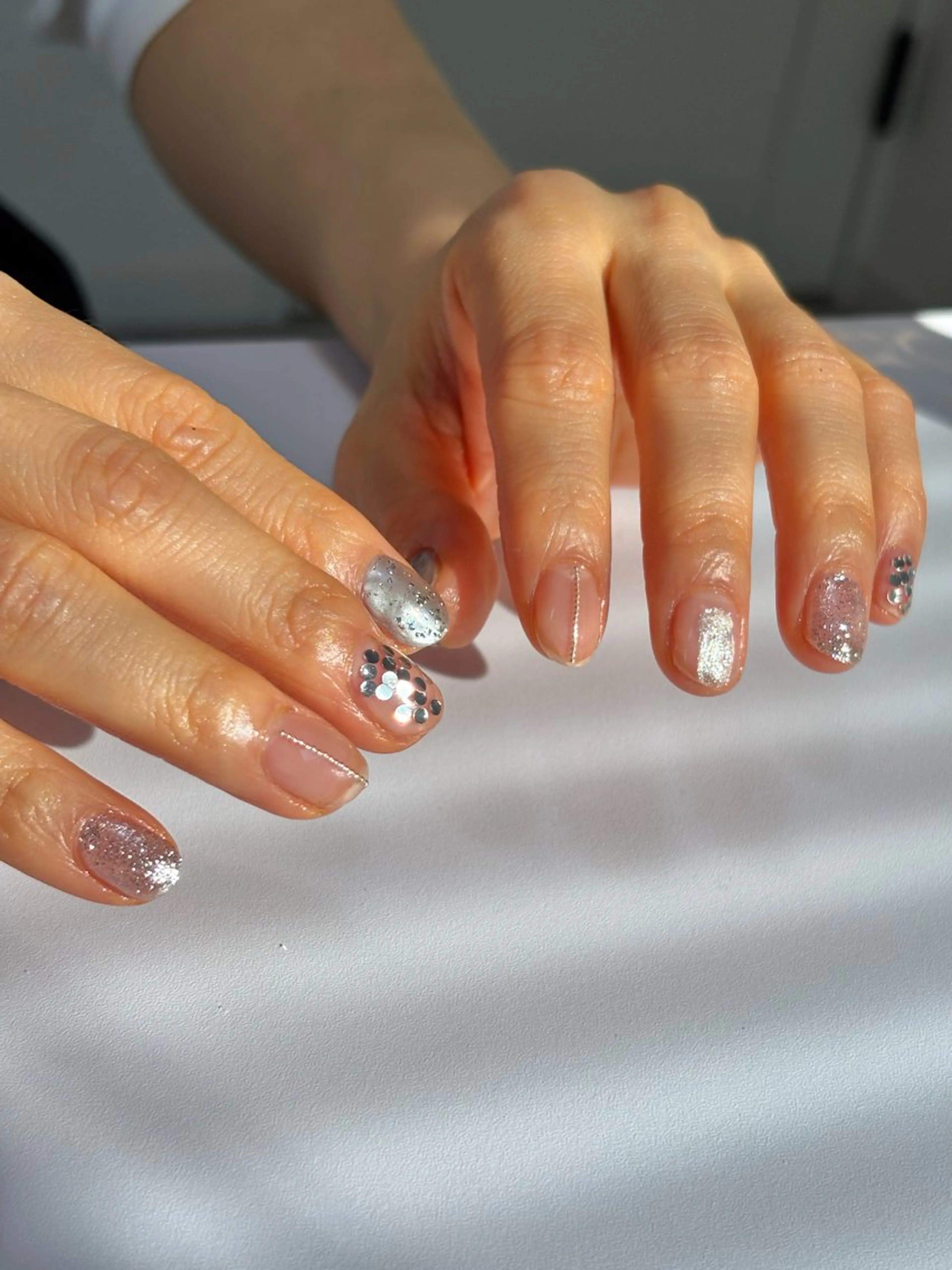 ネイル クリアネイル シルバー Hanjo Yumiのネイルデザイン