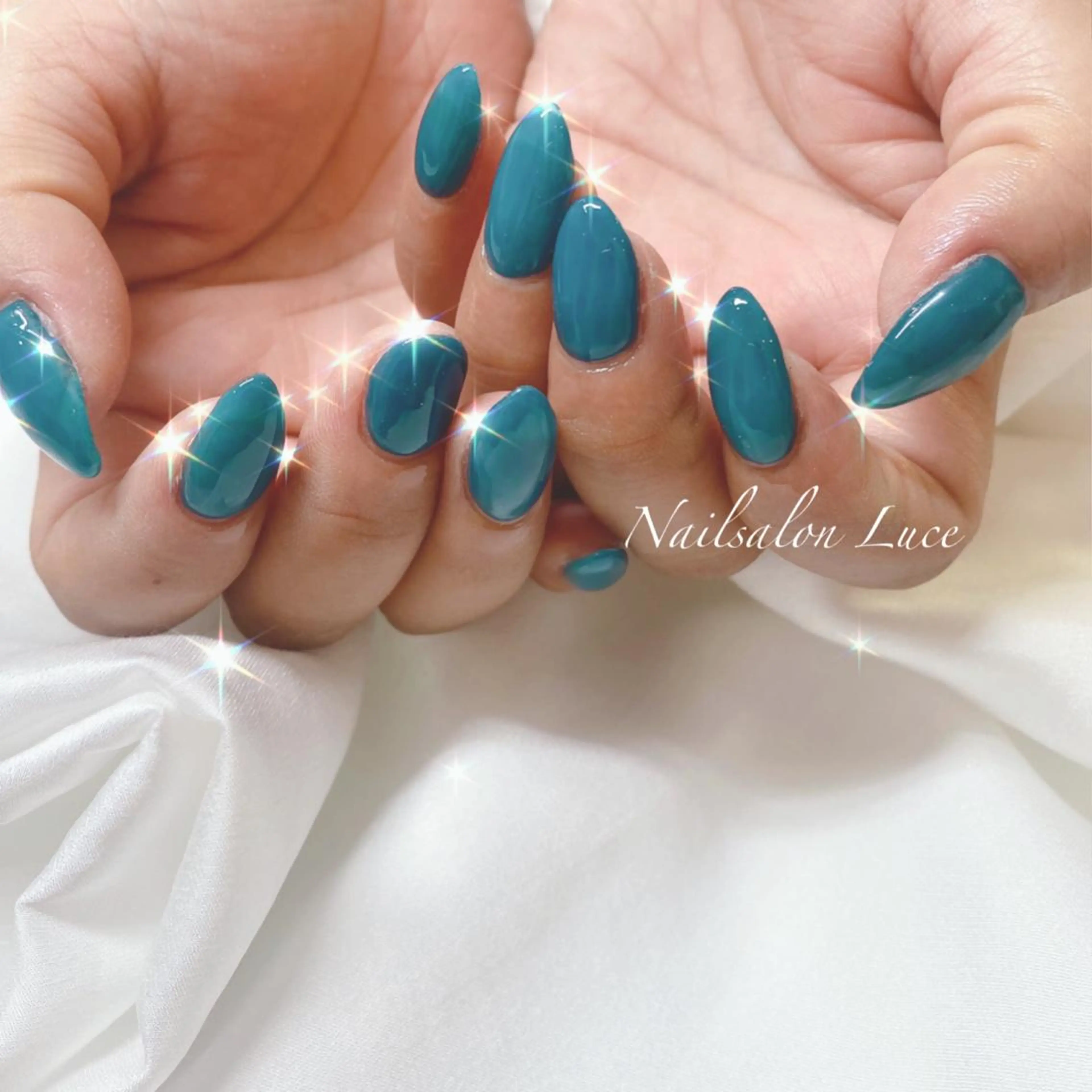 ネイル グリーン ワンカラーネイル ネイル& 脱毛サロン　Lのマツエク・マツパデザイン