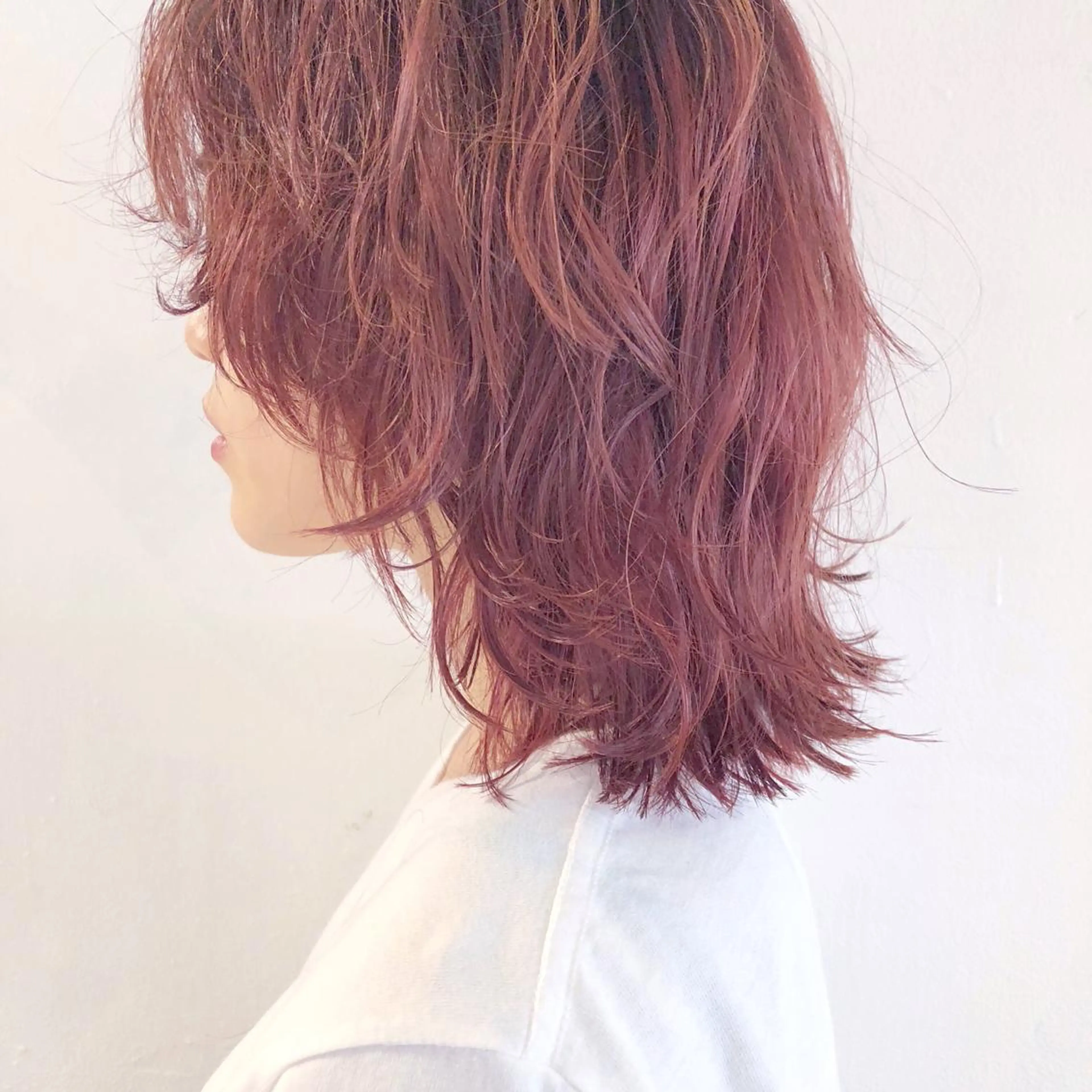 セミロング カラー パーマ ヘアアレンジ メンズ ネイル マツエク・マツパ レッドカラー 赤色 レイヤーカット指名 No.1💖マユカのヘアスタイル
