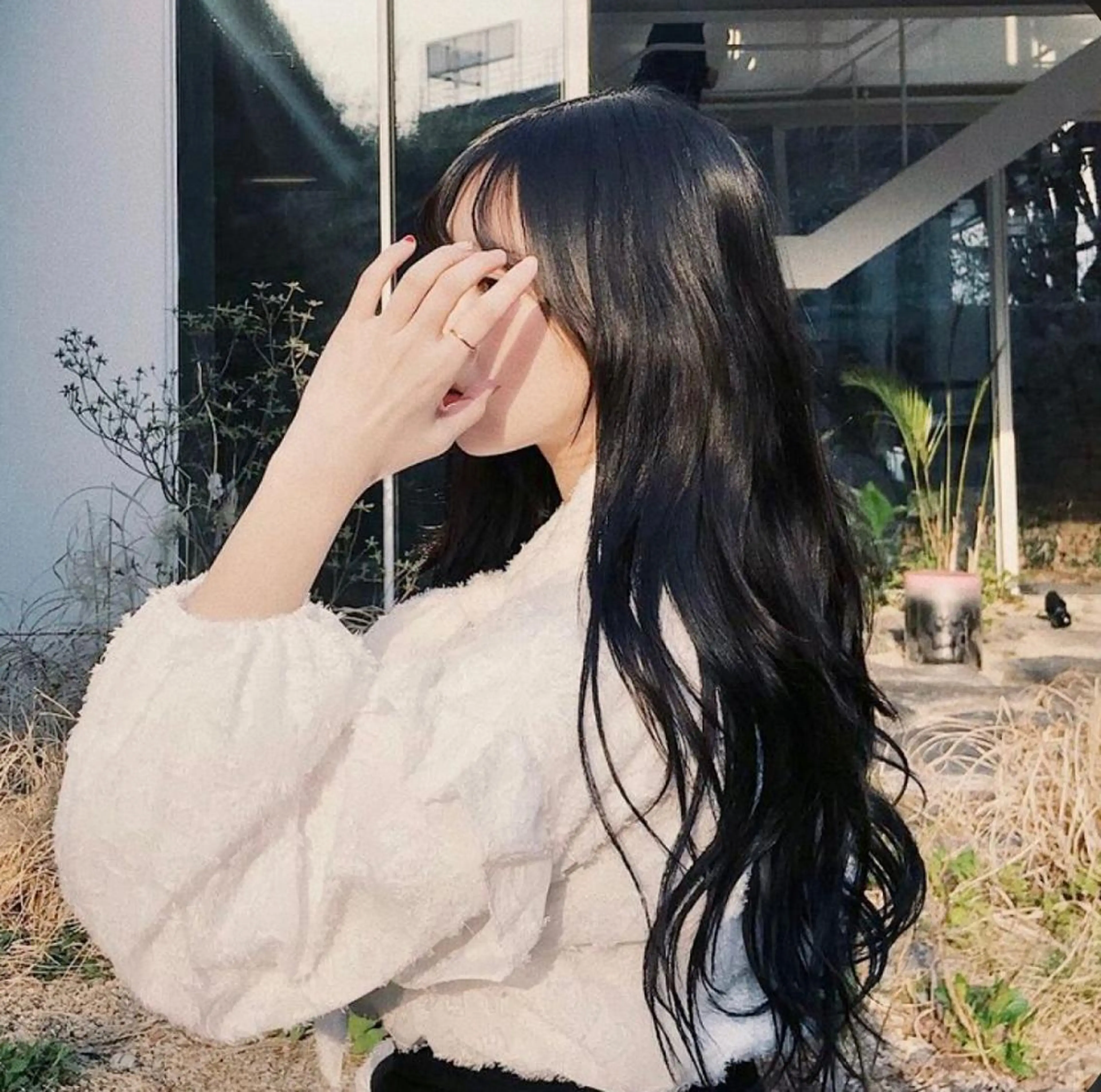 ロング カラー 黒髪 ブルーカラー ブルーブラック 🥣 hashi 🛋️のヘアスタイル