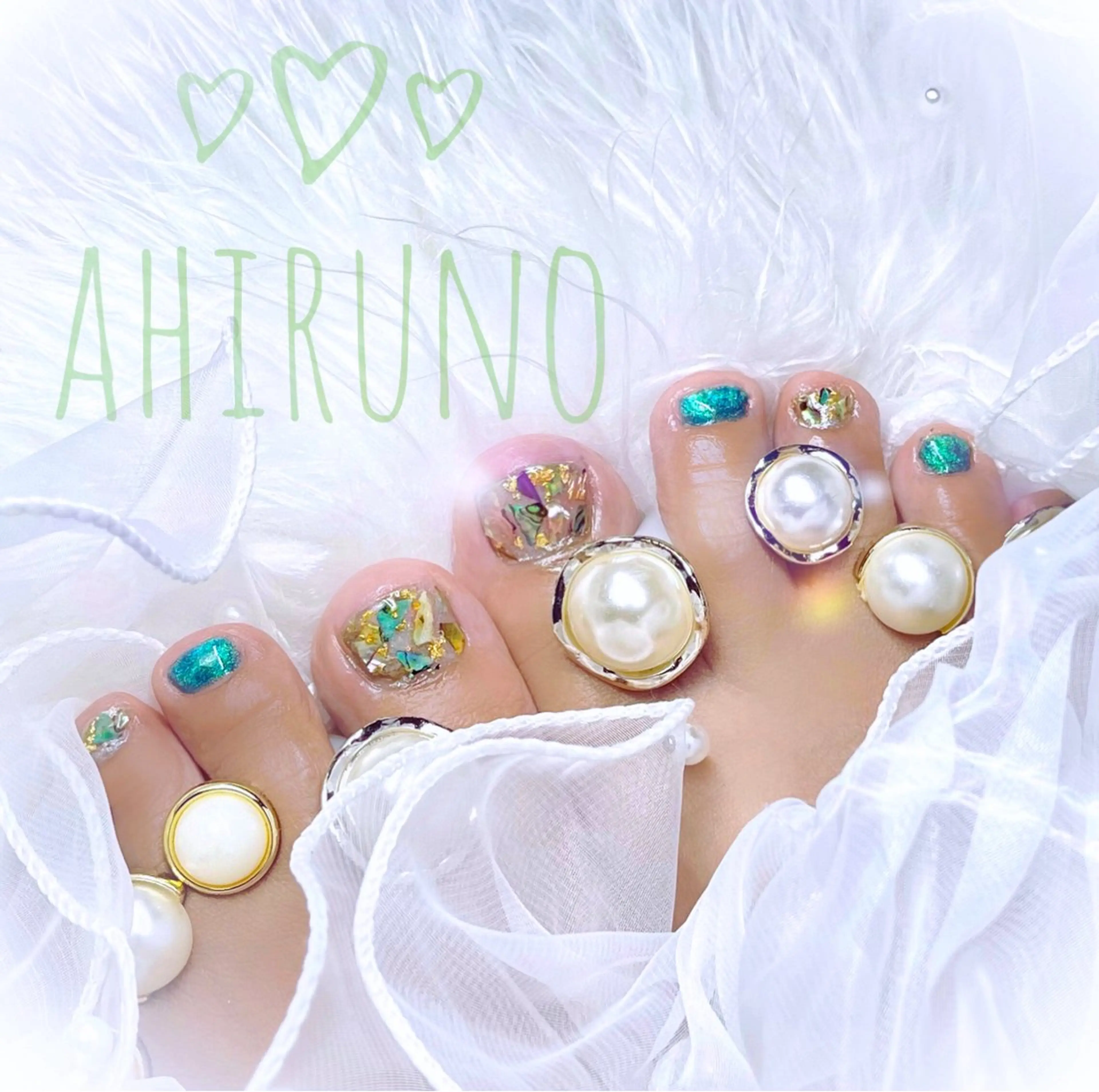 ネイル フットネイル グリーン フットネイル ａｈｉｒｕｎｏ ✿ ｙｕiのネイルデザイン