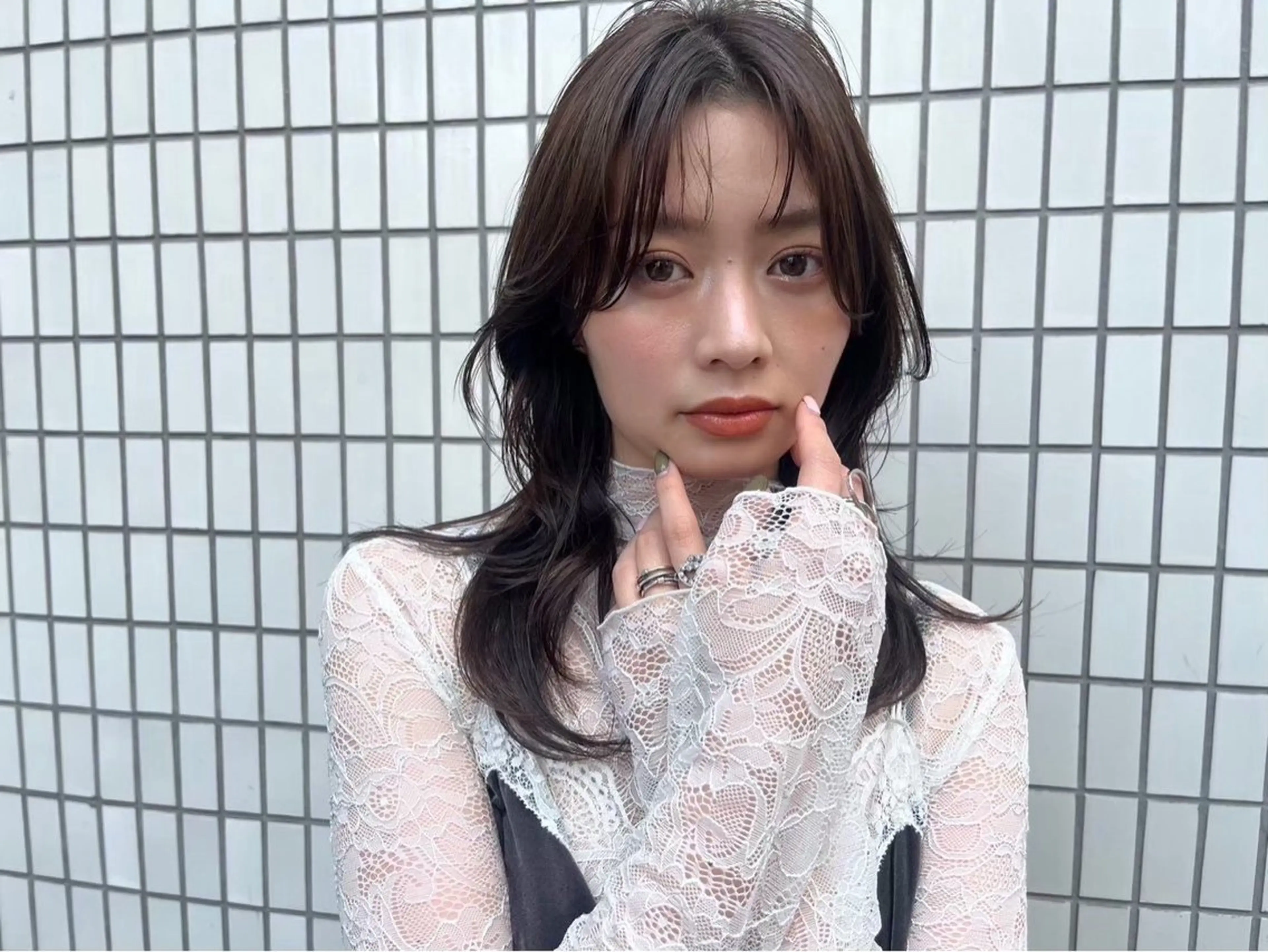 セミロング カラー たなか ゆうなのヘアスタイル