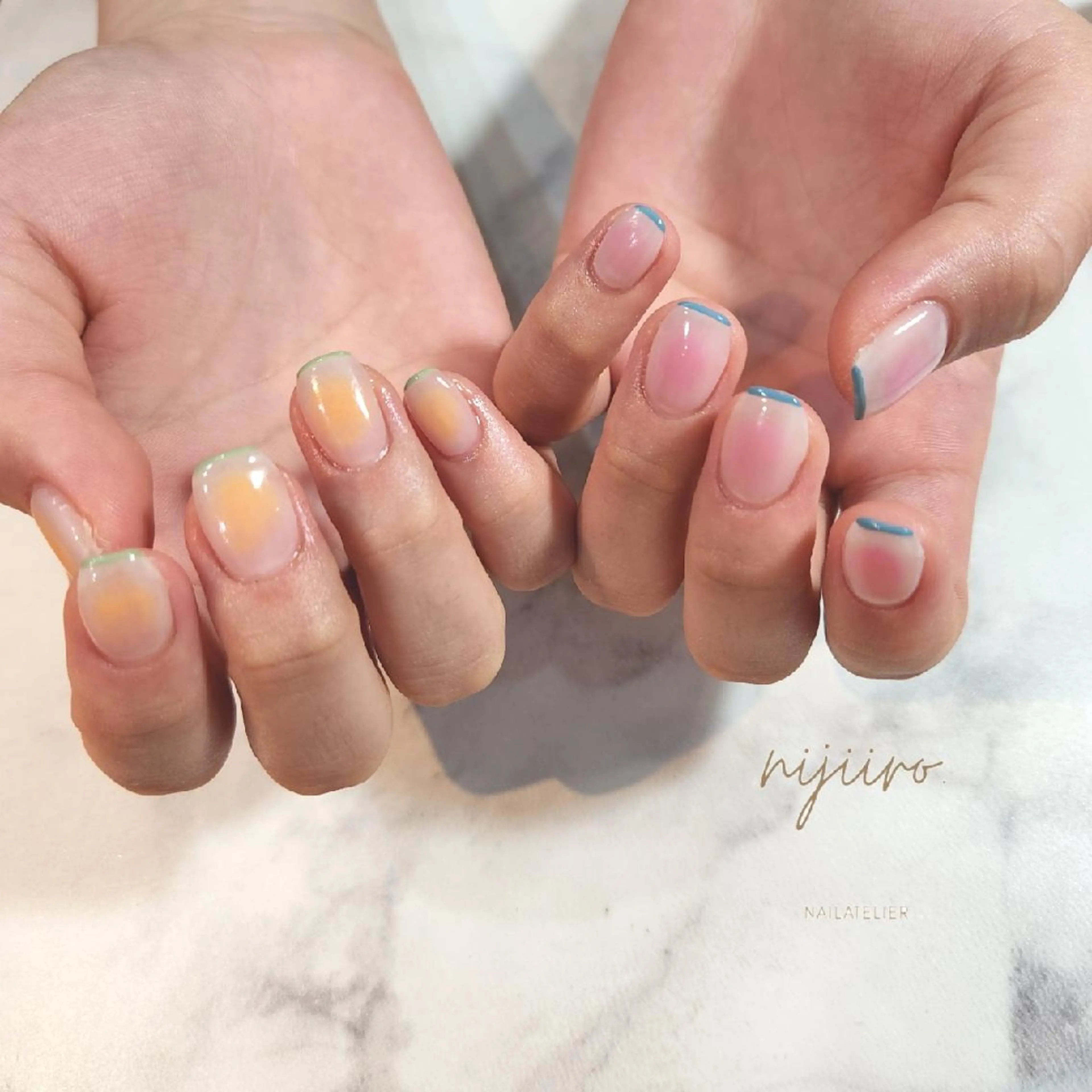 ネイル チークネイル フレンチネイル ハンドネイル nailatelier nijiiro.所属・nijiiro🌈 サトウのネイルデザイン