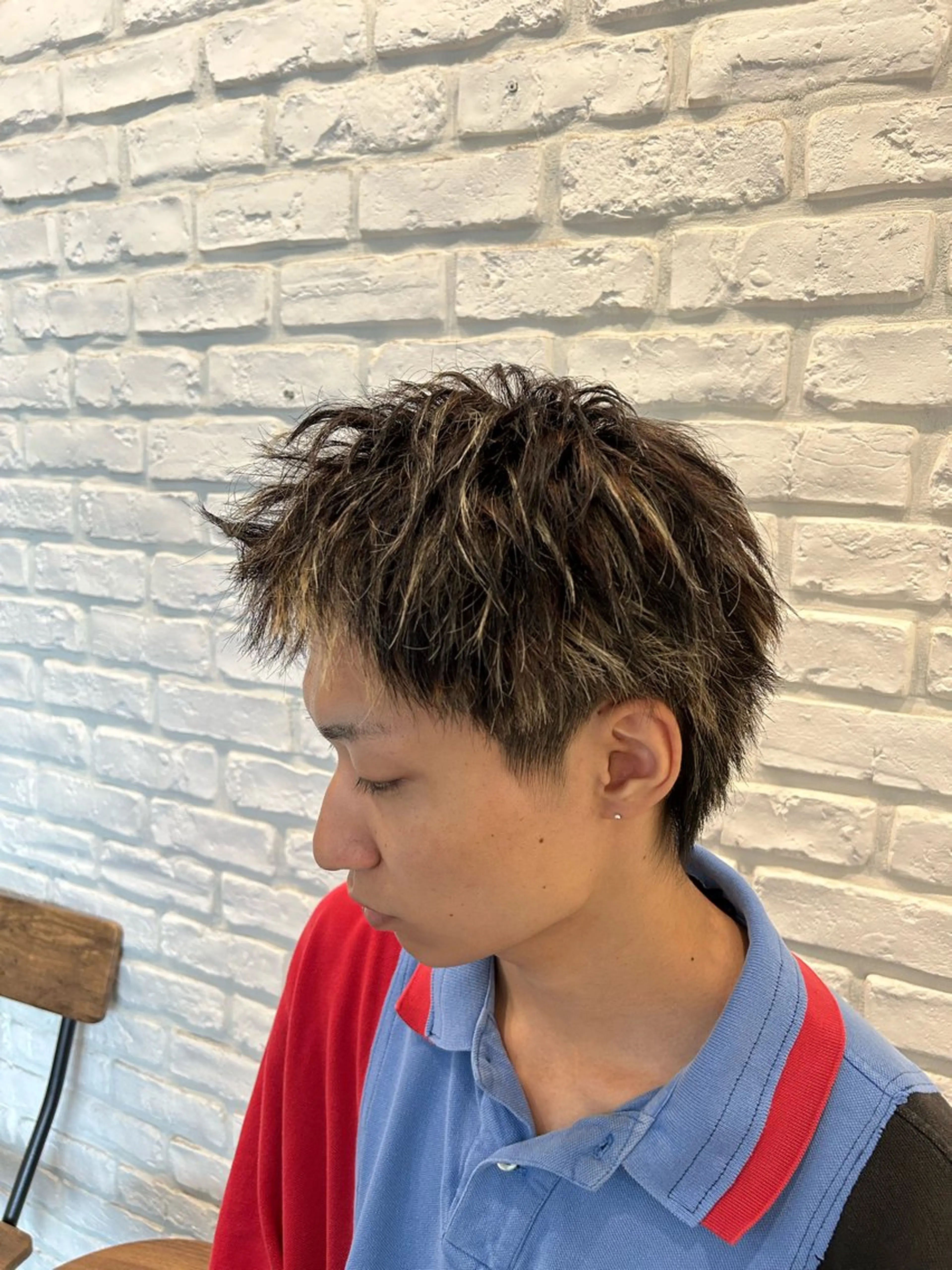 ショート カラー メンズ メンズハイライト ハイライトカラー ハイライト B TECH by Zen【ビーテックバイゼン】所属・メンズパーマ/京都駅 /メンズ/奥村航平のヘアスタイル