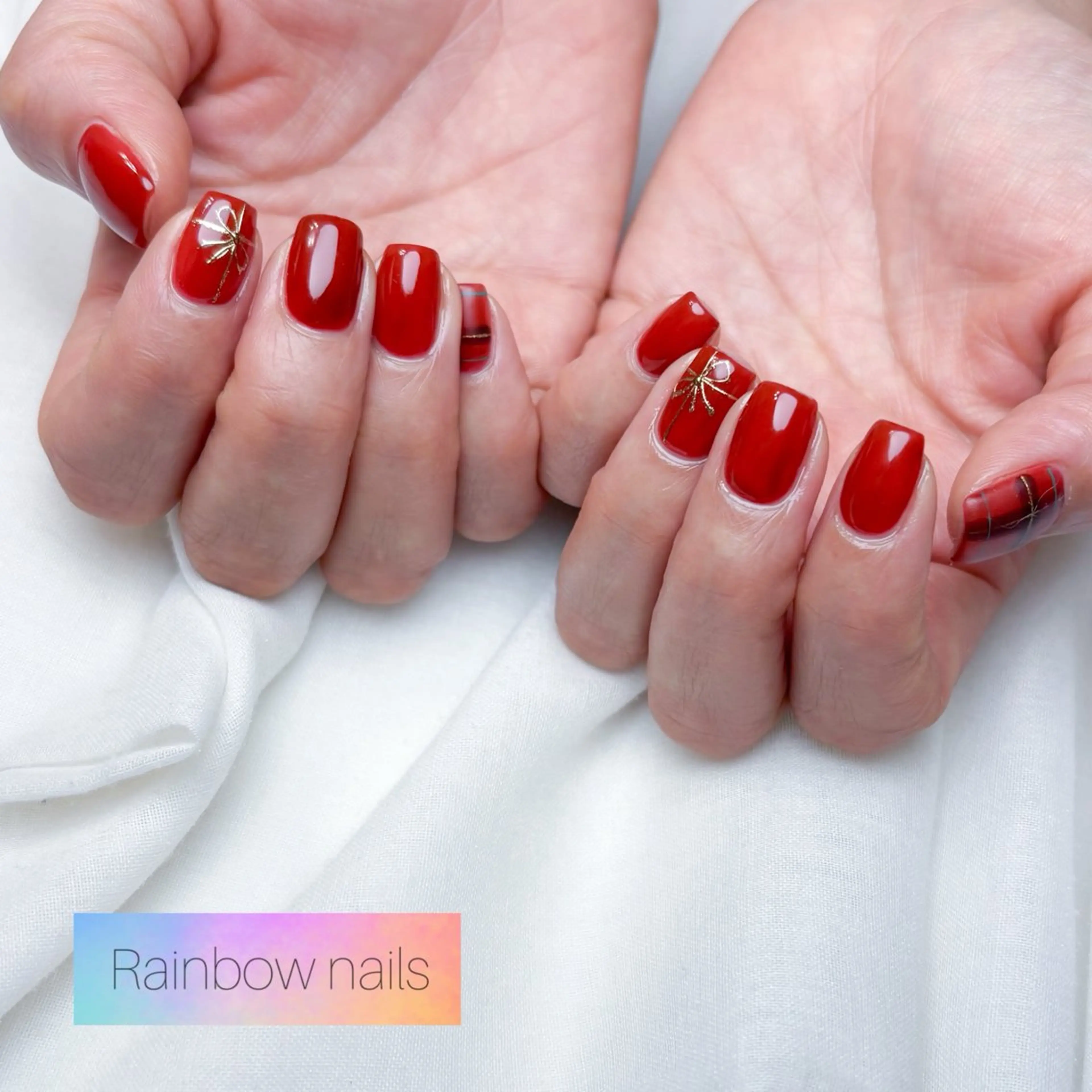 ネイル ハンドネイル Rainbow nailsくろちゃんのネイルデザイン