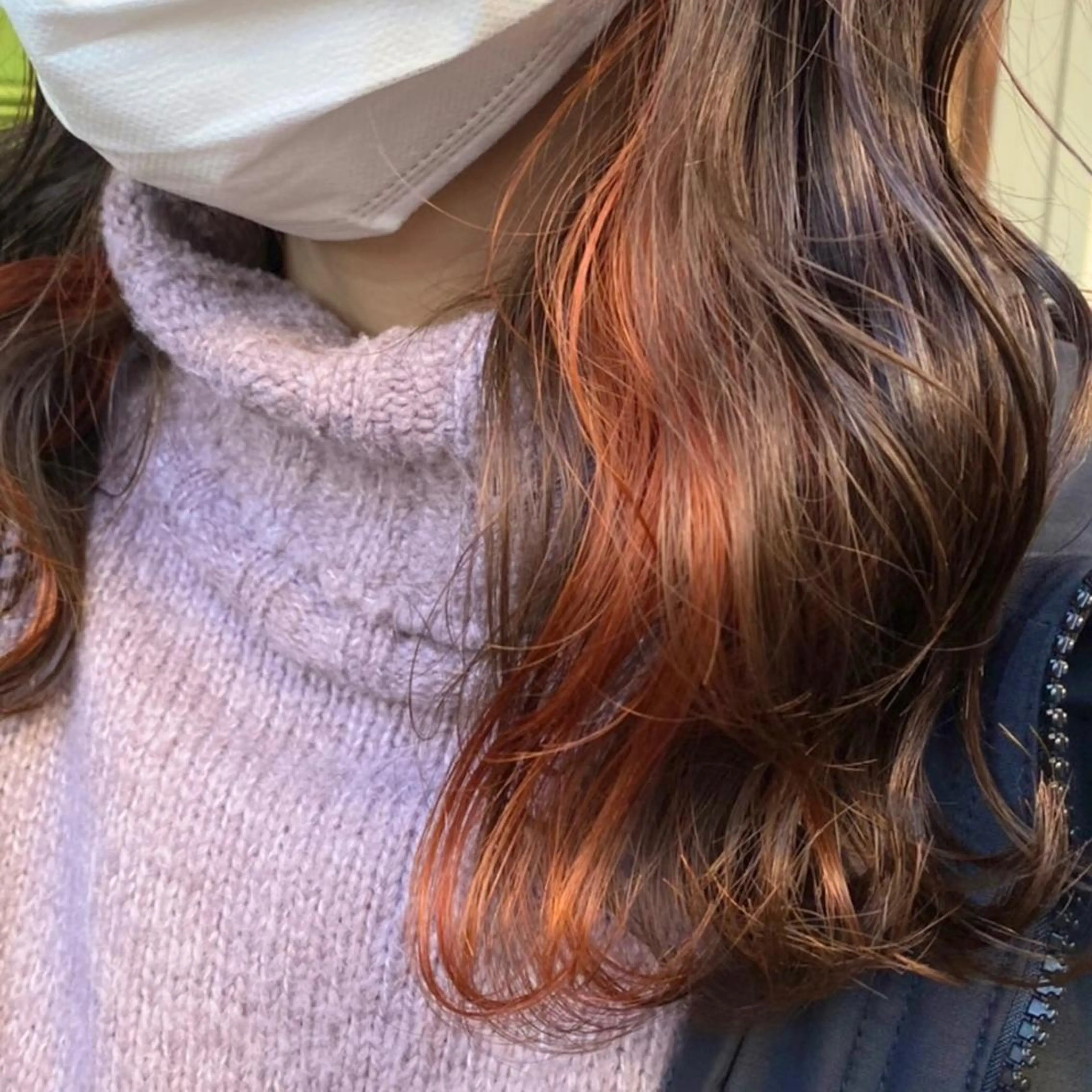 ミディアム カラー ブリーチ ケアブリーチ オレンジ カット ヘアカラー トリートメント ヘッドスパ BRITS 渡辺 菜々子のヘアスタイル