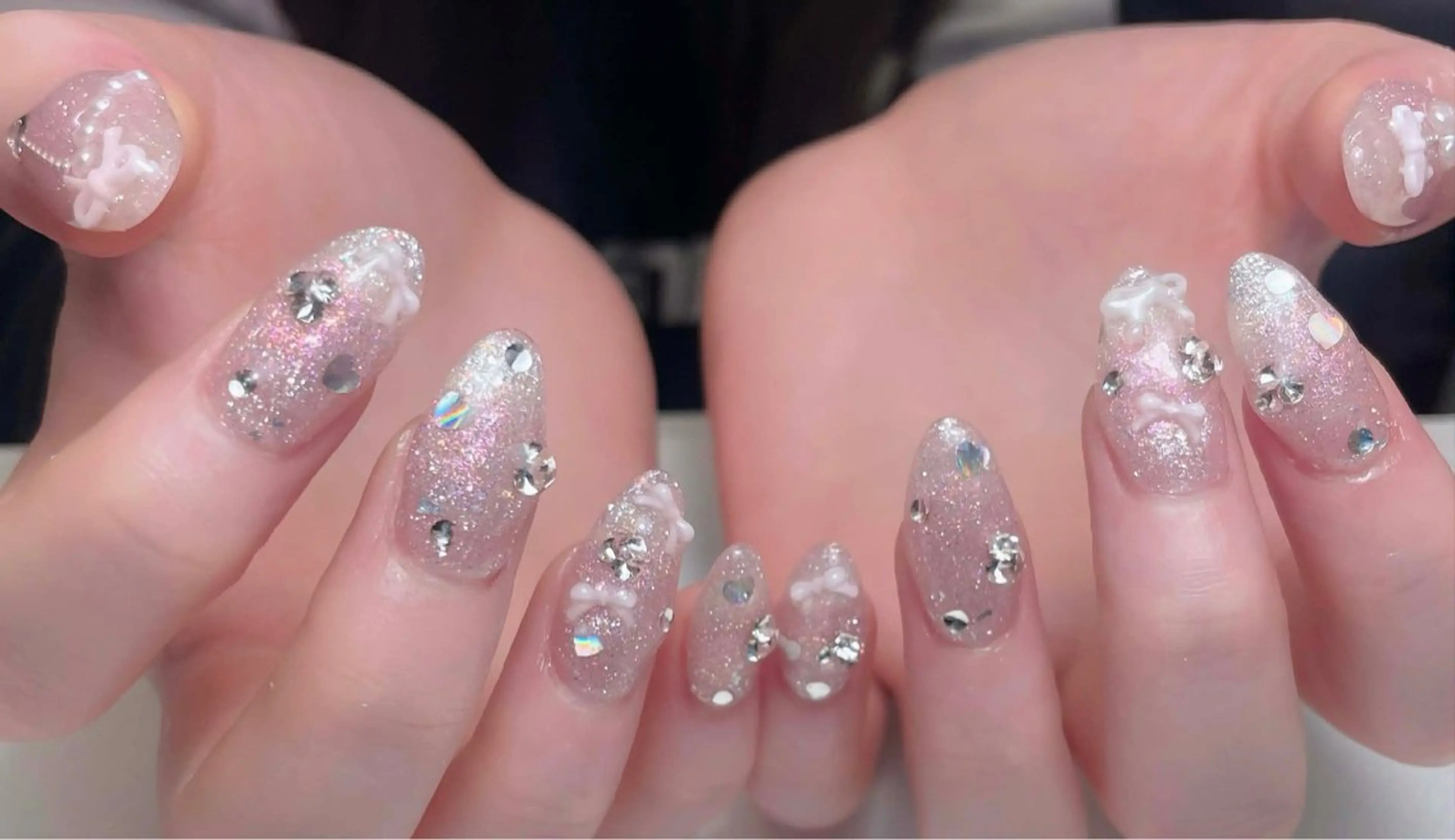 ネイル アートネイル オーロラネイル 長さ出し フレンチネイル ジェルネイル ハンドネイル 中野駅から2分 MEO NAILのネイルデザイン