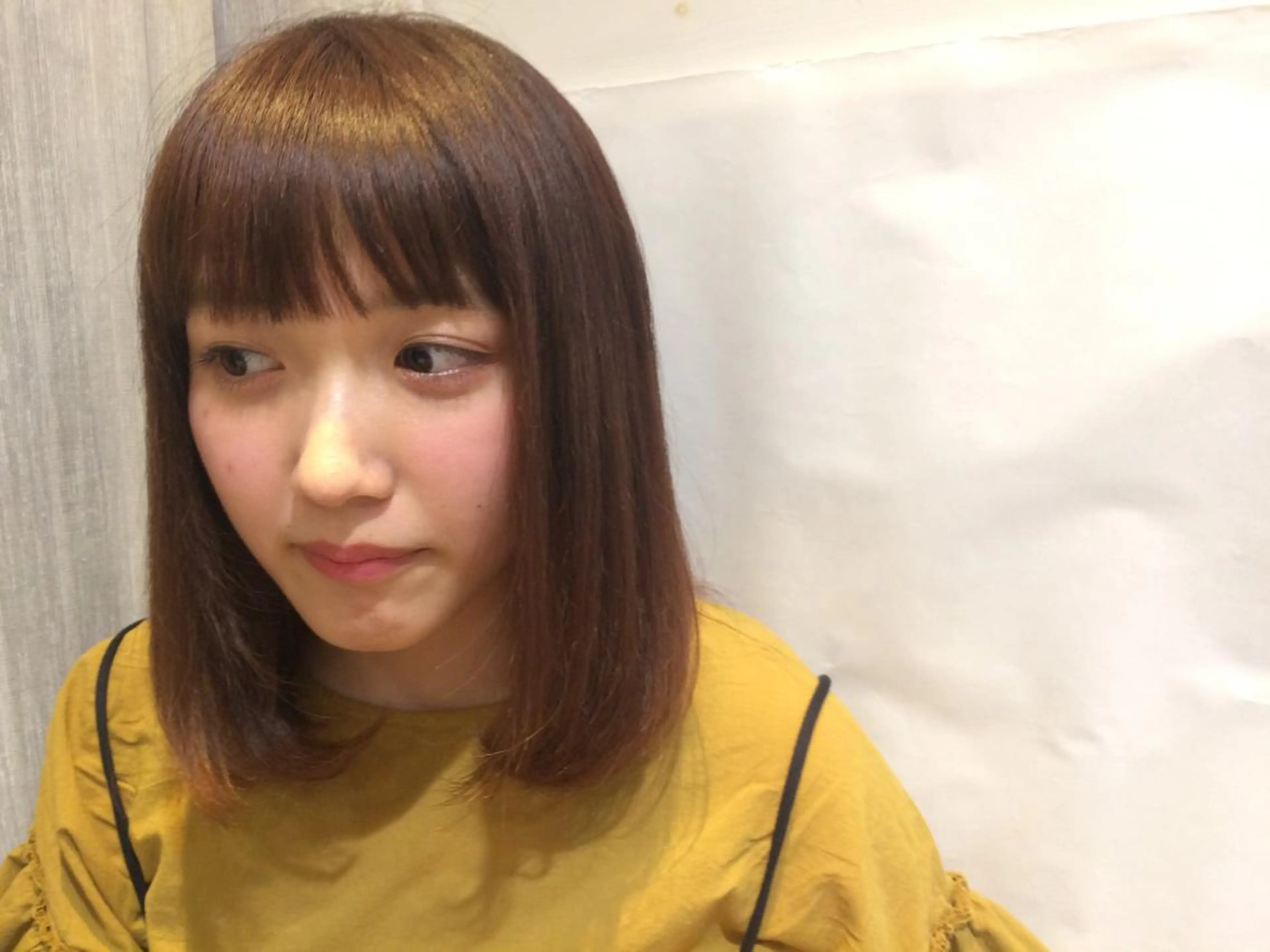 ミディアム カラー カット 縮毛矯正 Sanctuary 南森町店のヘアスタイル