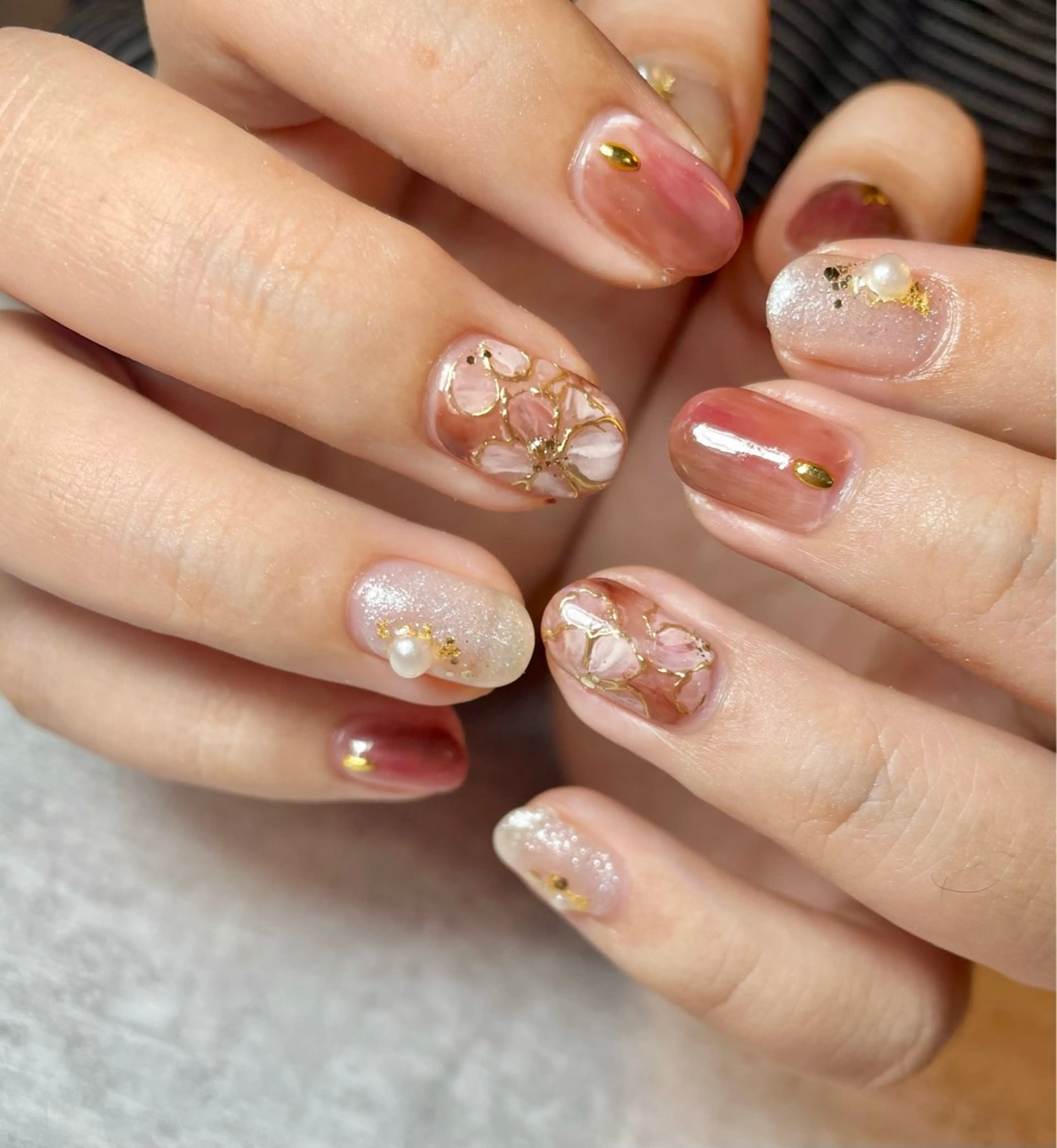 ネイル フラワーネイル ミラーネイル 持ち込み ニュアンスネイル BEAUTY GARDEN 【nail salon unseul】所属・nana .のネイルデザイン