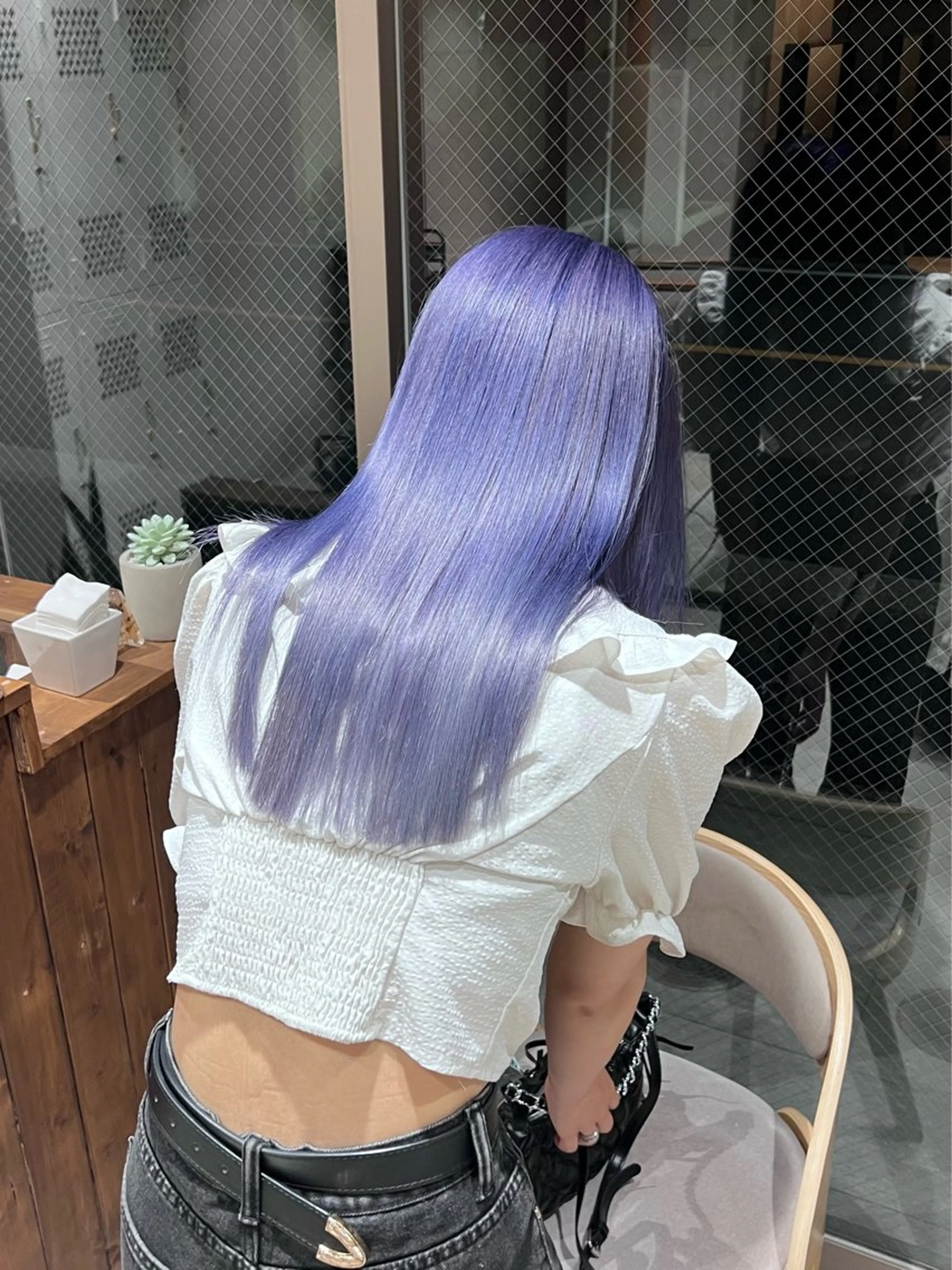セミロング カラー バイオレットカラー カット ヘアカラー ムラ修正💎 艶髪ハイトーン💎のヘアスタイル