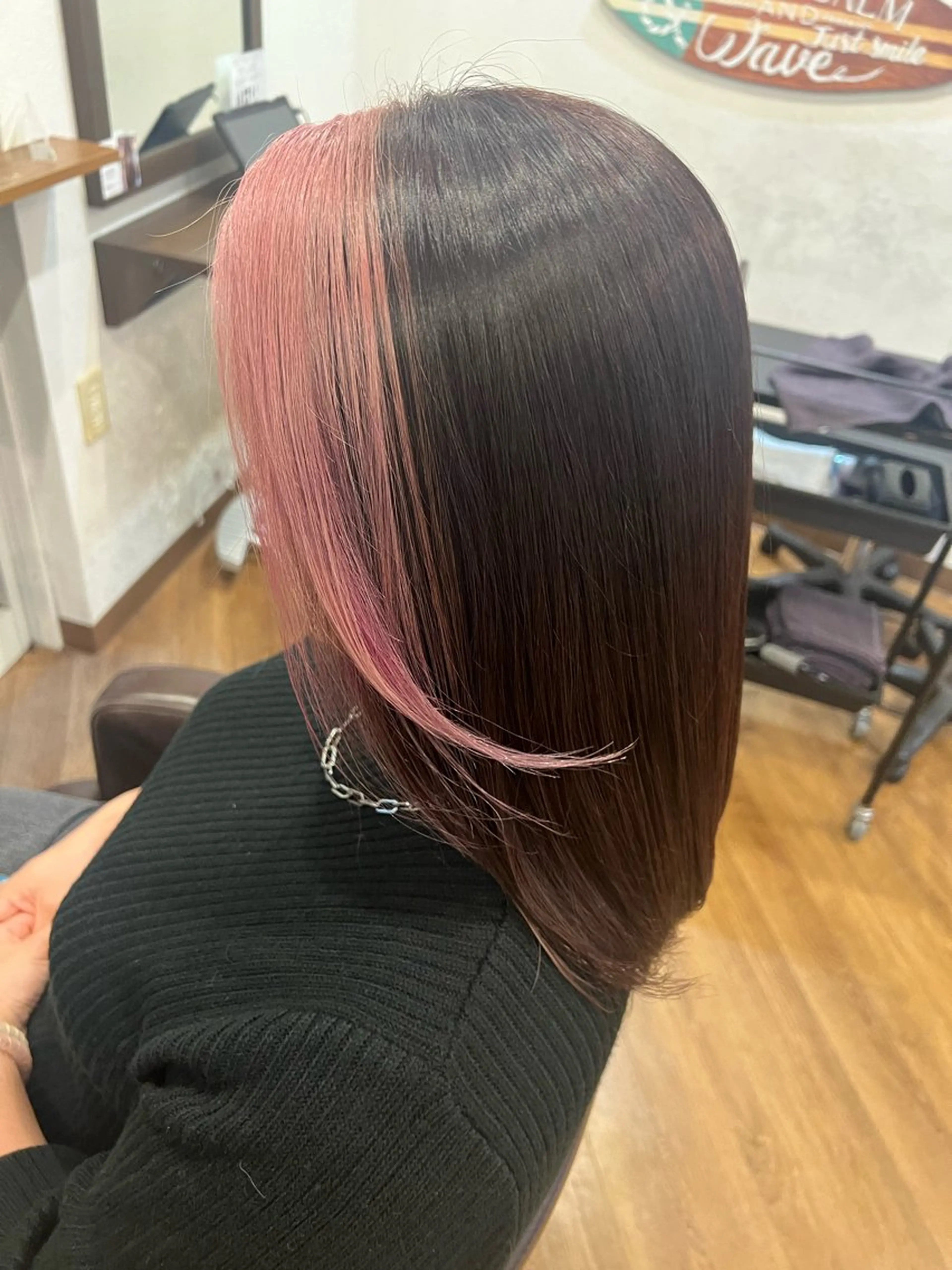 セミロング カラー ピンクカラー たけかわ みずきのヘアスタイル