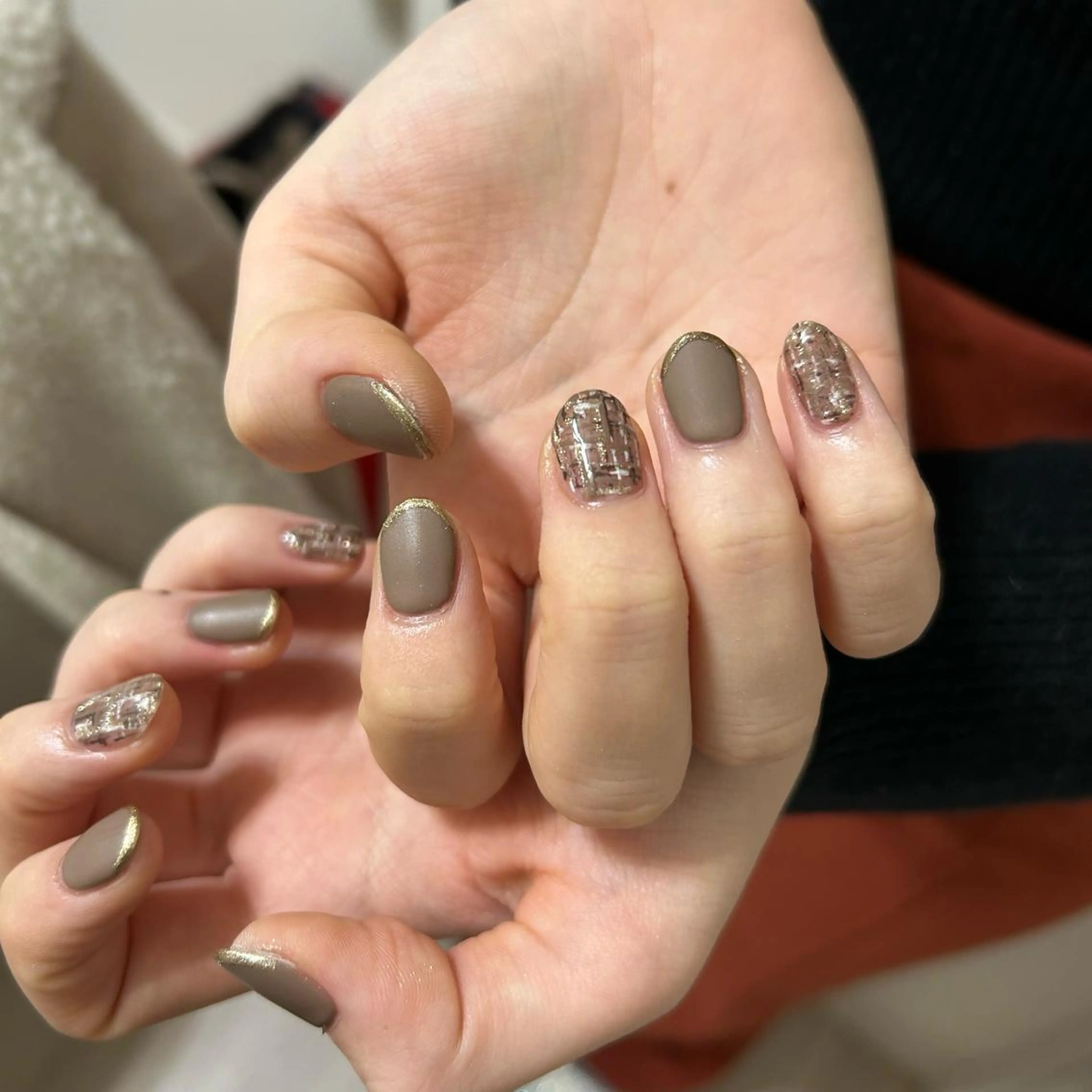 ネイル ラメ(グリッター) マットネイル ツイードネイル ハンドネイル ere beauty yukiのネイルデザイン