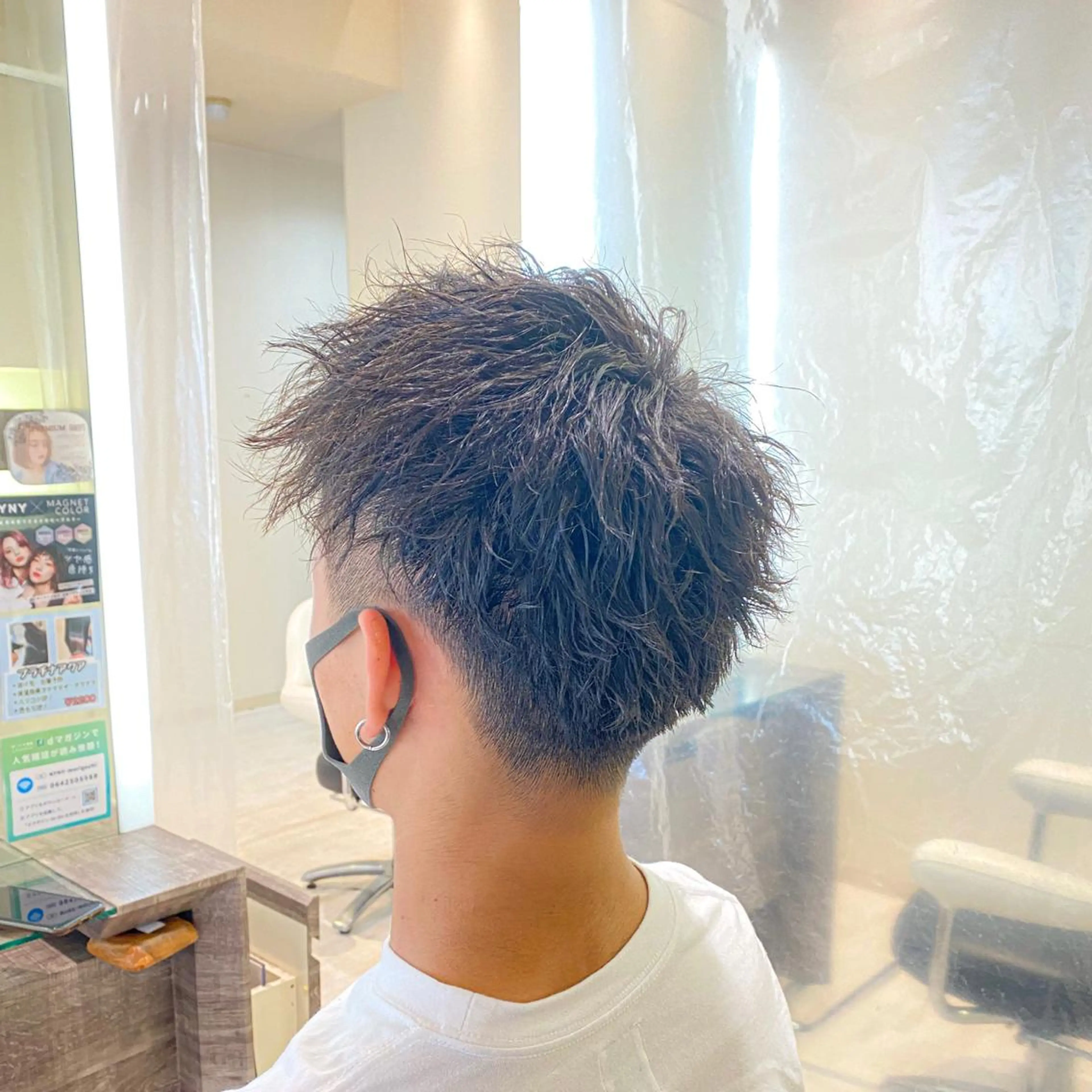 パーマ メンズ カット パーマ トリートメント スパイラル波巻き パーマ井本汰壱のヘアスタイル