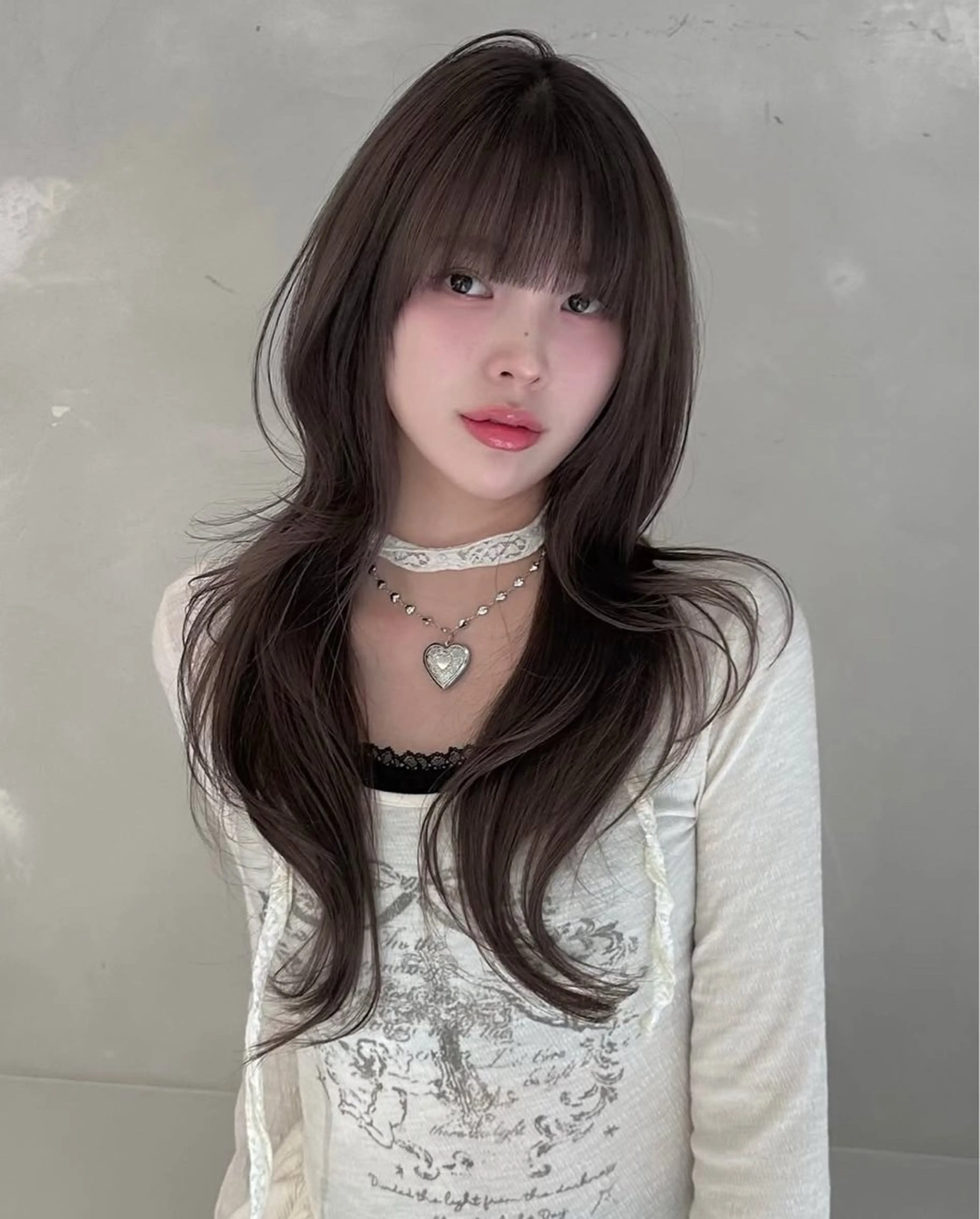 ロング カット ヘアカラー salowin 原宿 aroa所属・韓国／ハッシュカット ／透明感カラー／金野のヘアスタイル