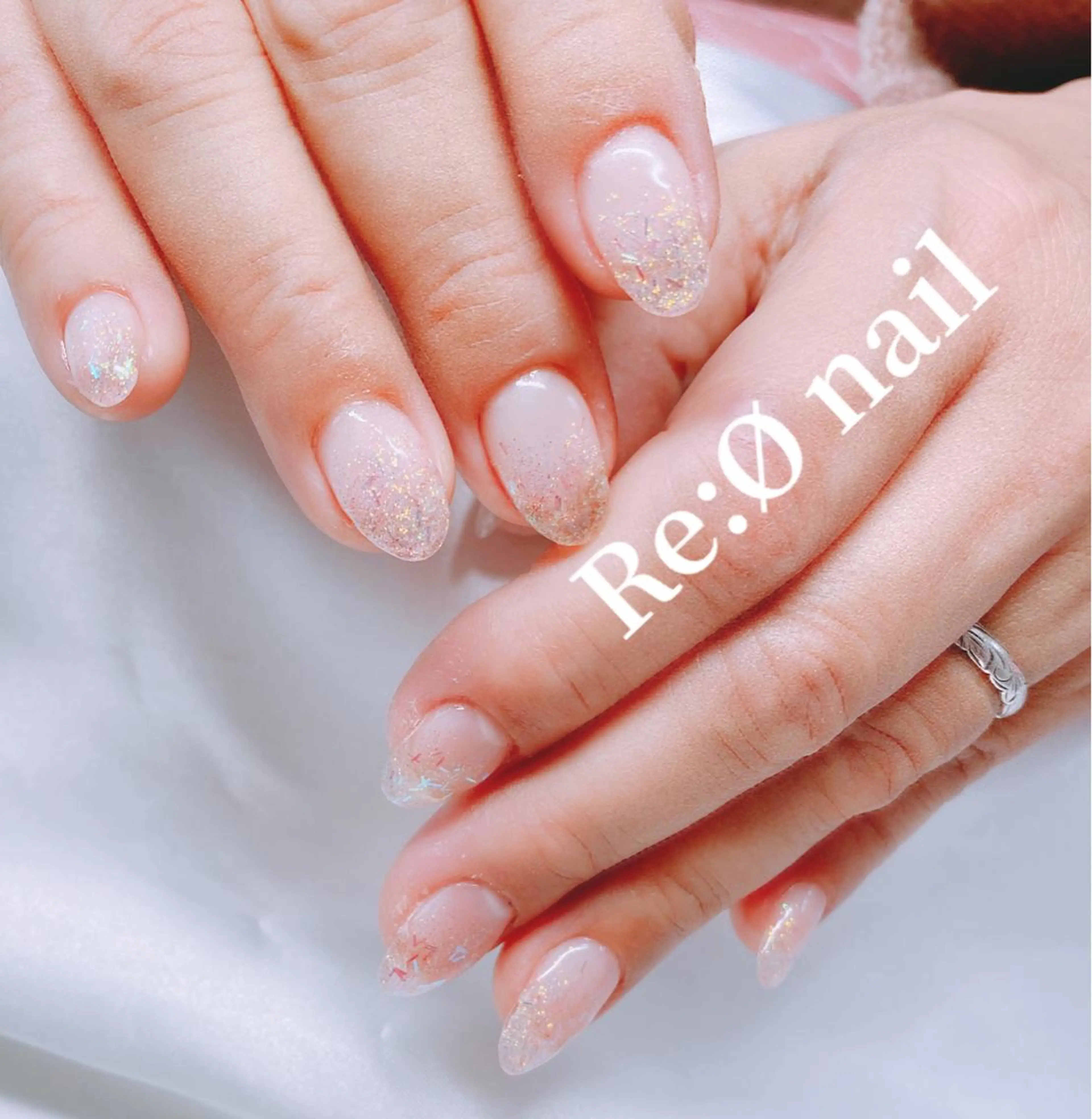 ネイル 長さ出し ラメ(グリッター) ラメグラデーション ハンドネイル Re:Ø nail 🩵TSUJIのネイルデザイン