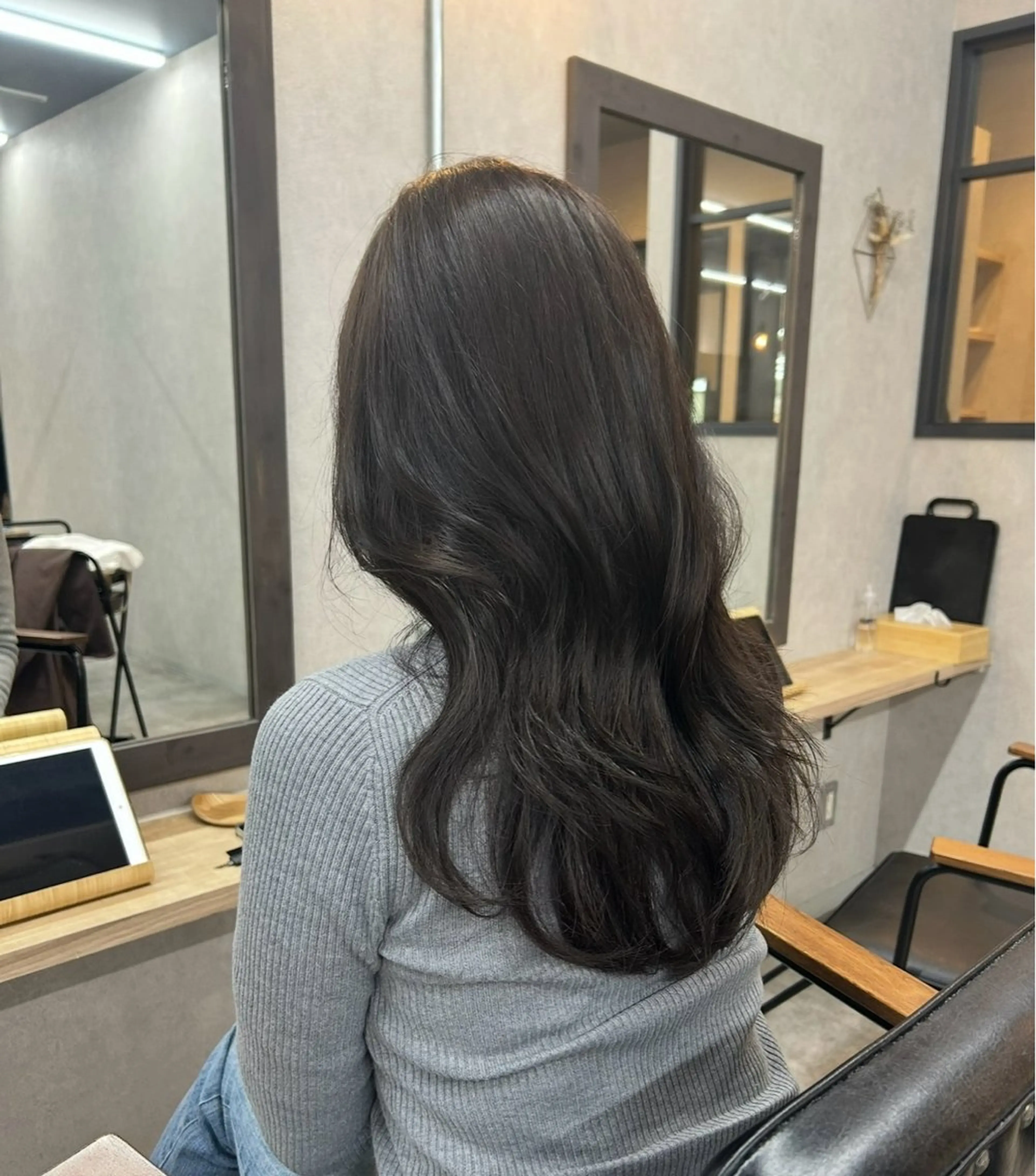 セミロング カラー アッシュ アッシュグレー アッシュグレージュ グレージュ カット ヘアカラー トリートメント いなみね はるきのヘアスタイル