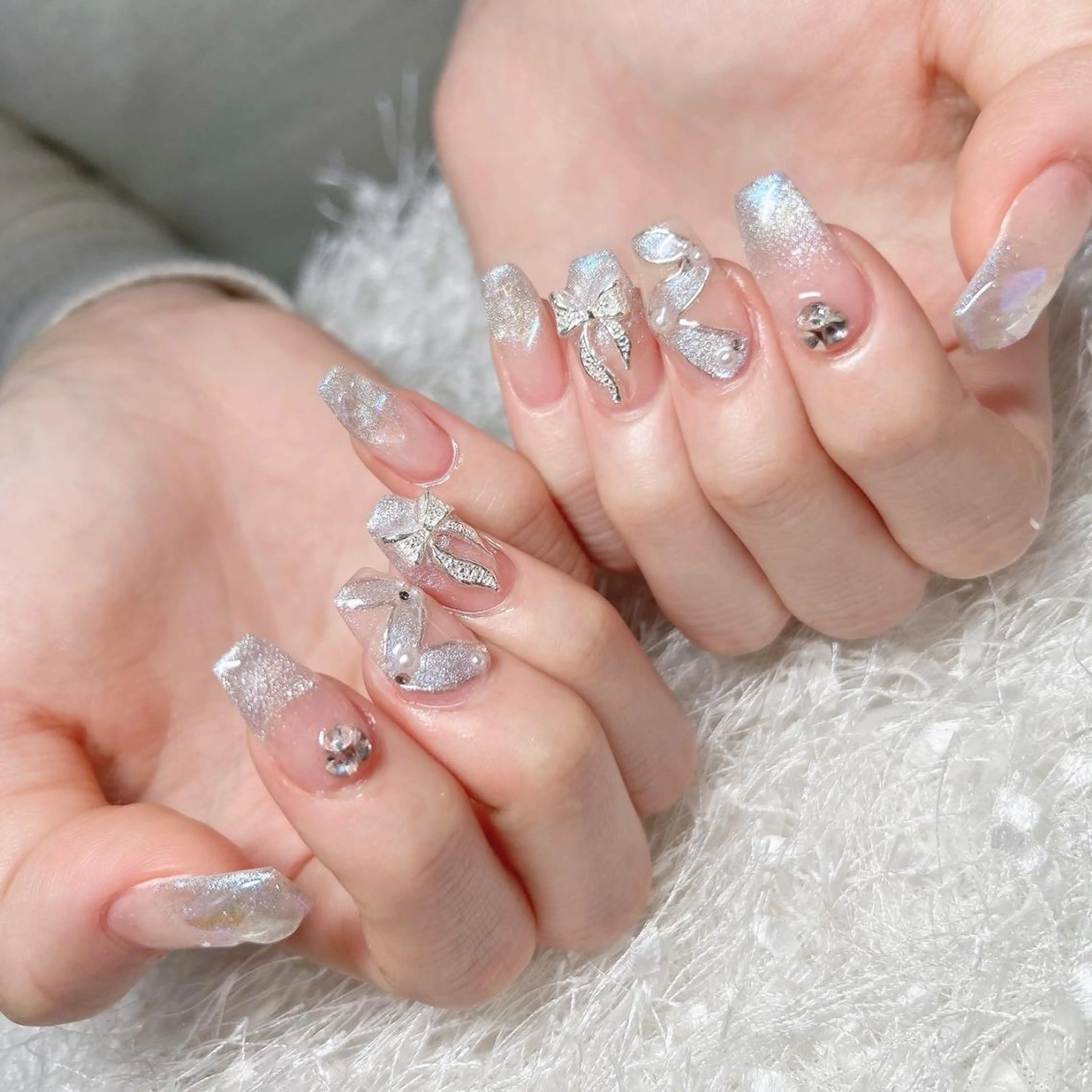 ネイル 長さ出し フレンチネイル ジェルネイル グラデーション 韓国ネイル ハンドネイル Nail&eye Belire 新宿のネイルデザイン