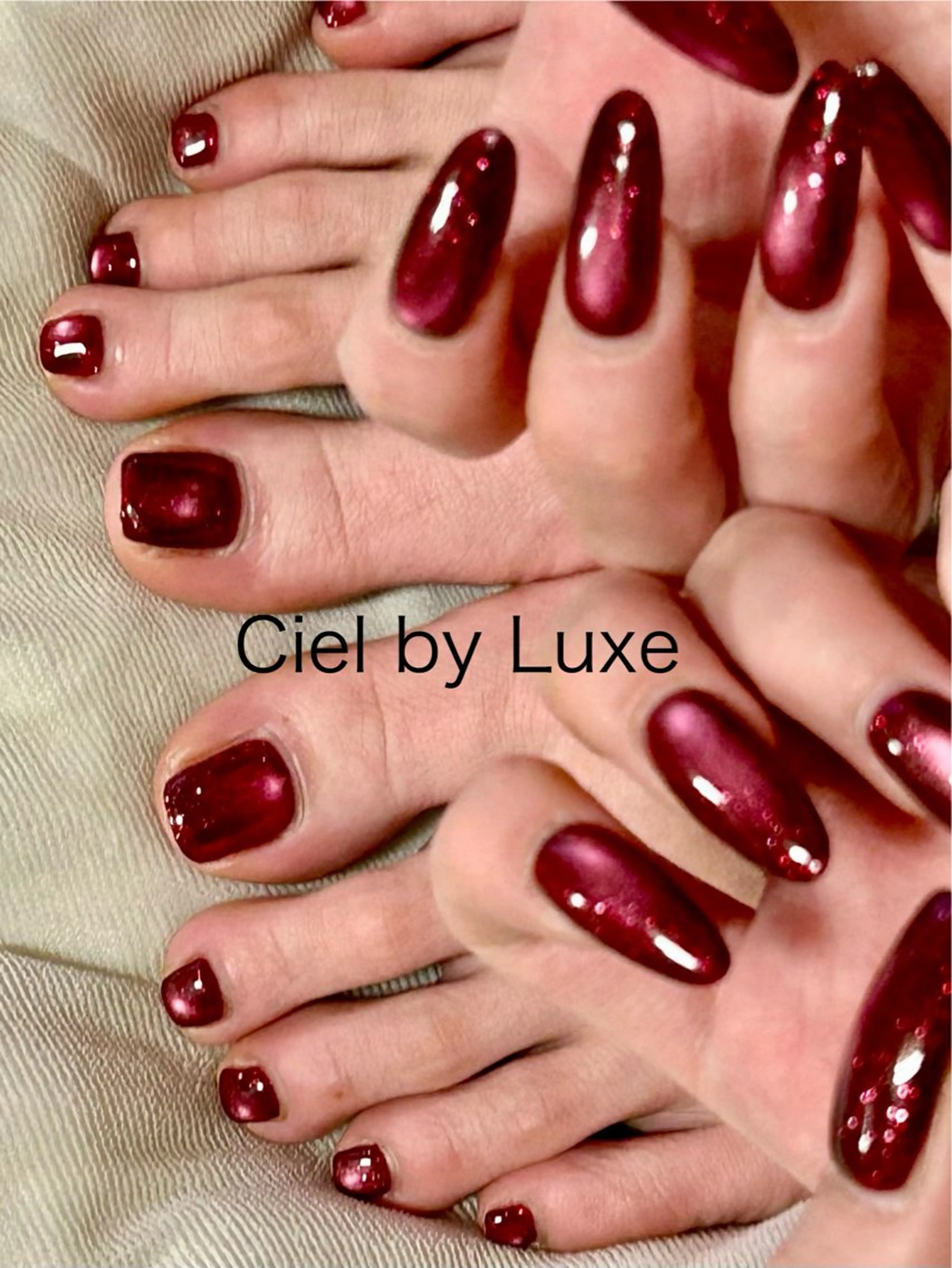 ネイル フットネイル おそろいネイル CielbyLuxe manamiのネイルデザイン