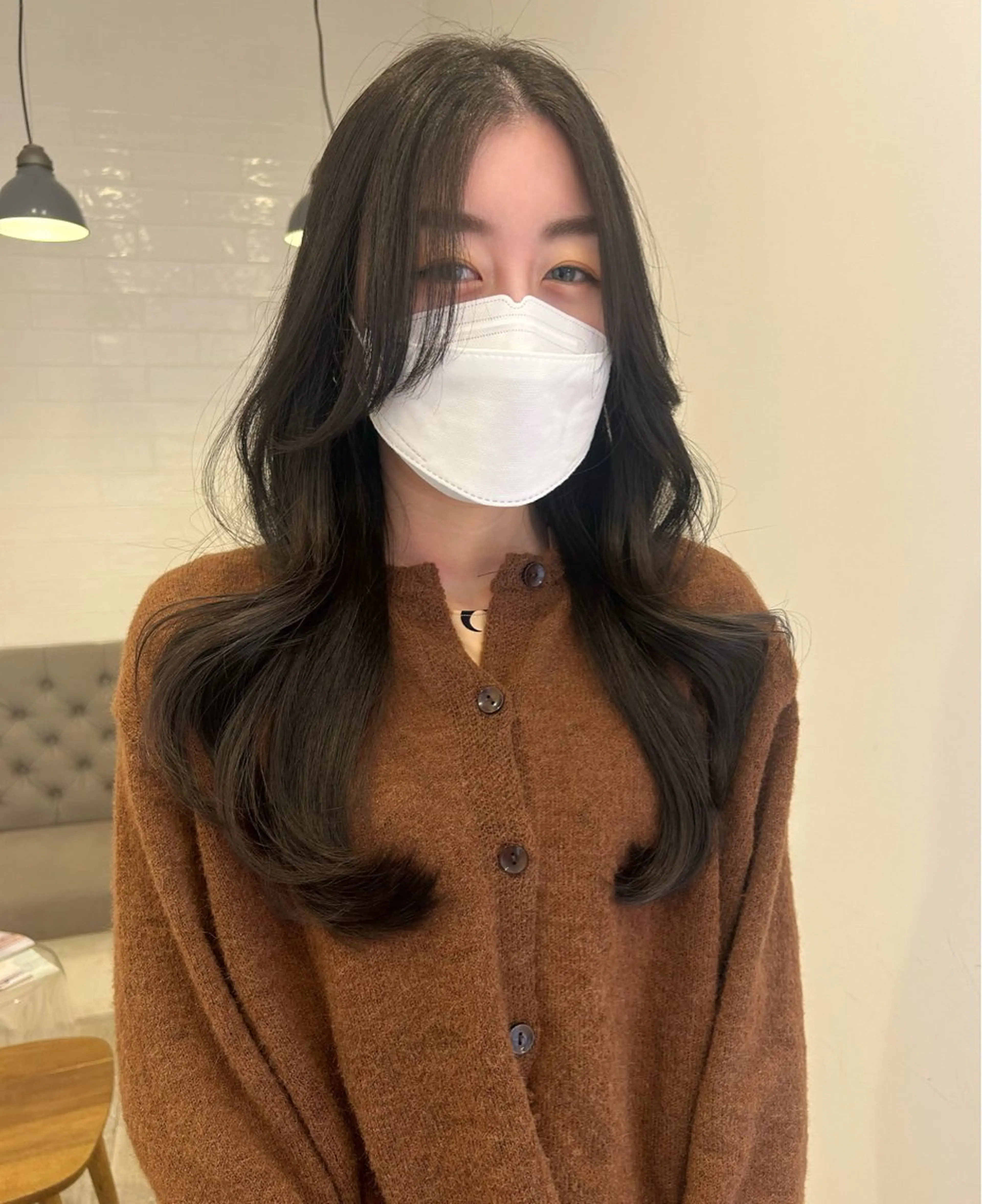 ロング 韓国風ヘア レイヤーカット/長岡 グレージュ/マユ🎀のヘアスタイル