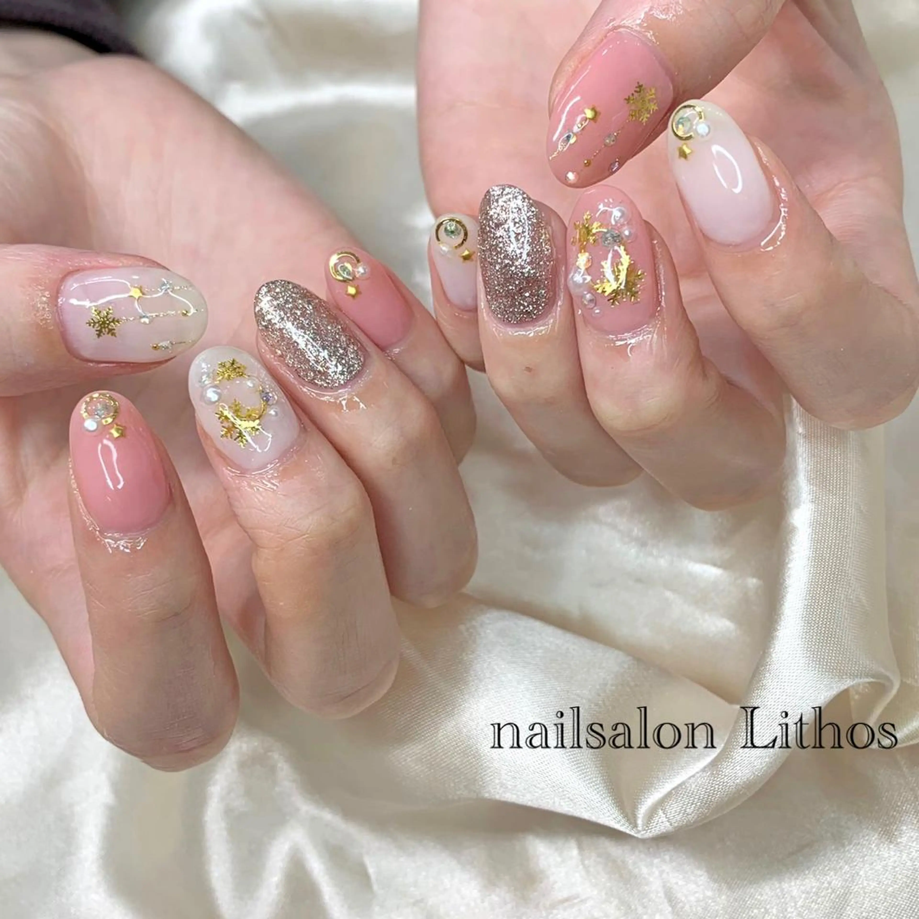 ネイル 冬ネイル クリスマス ハンドネイル nailsalon Lithos所属・nailsalon Recontreのネイルデザイン