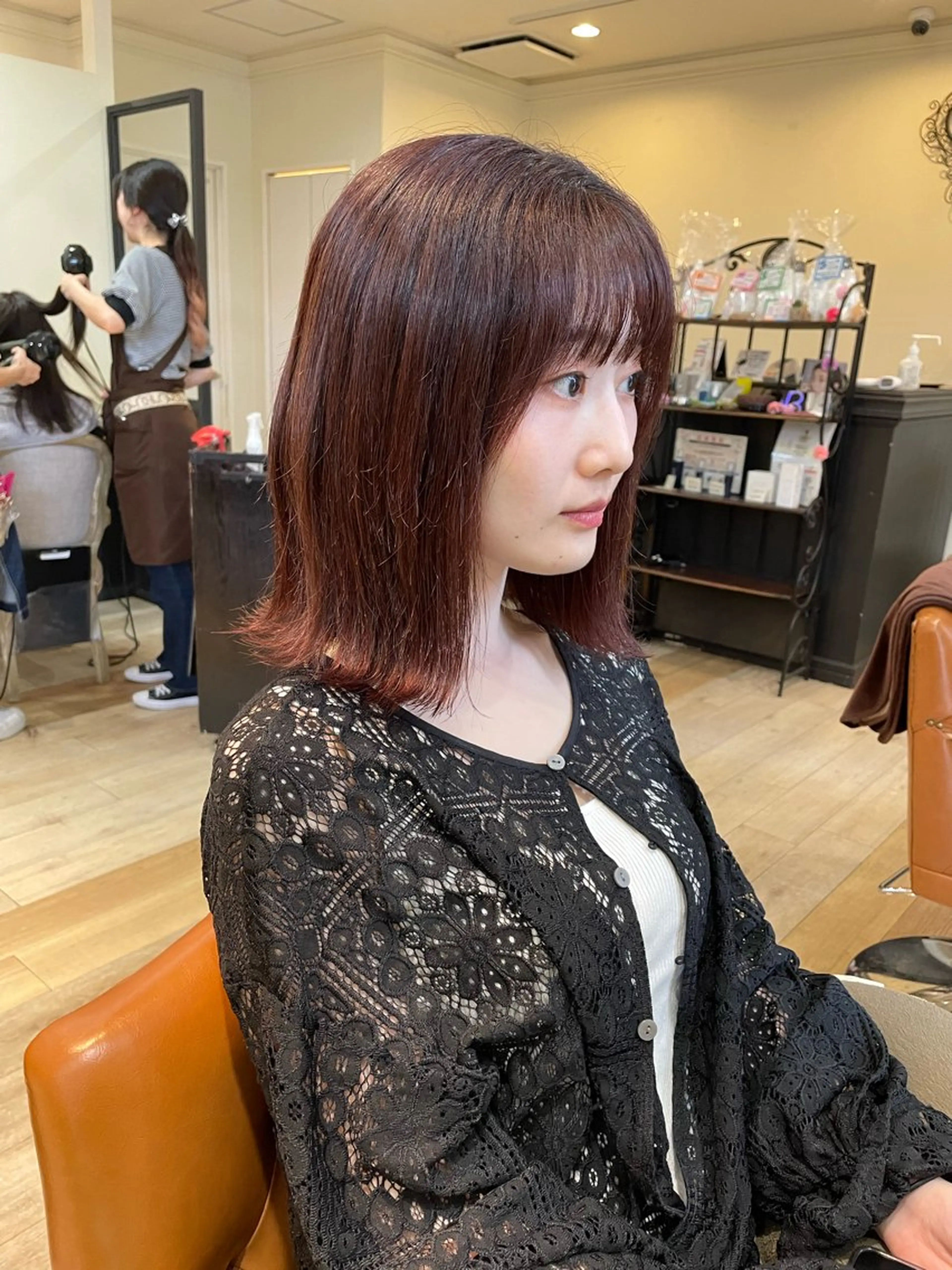 ミディアム ピンクブラウン 亀川蓮 Agu hairのヘアスタイル