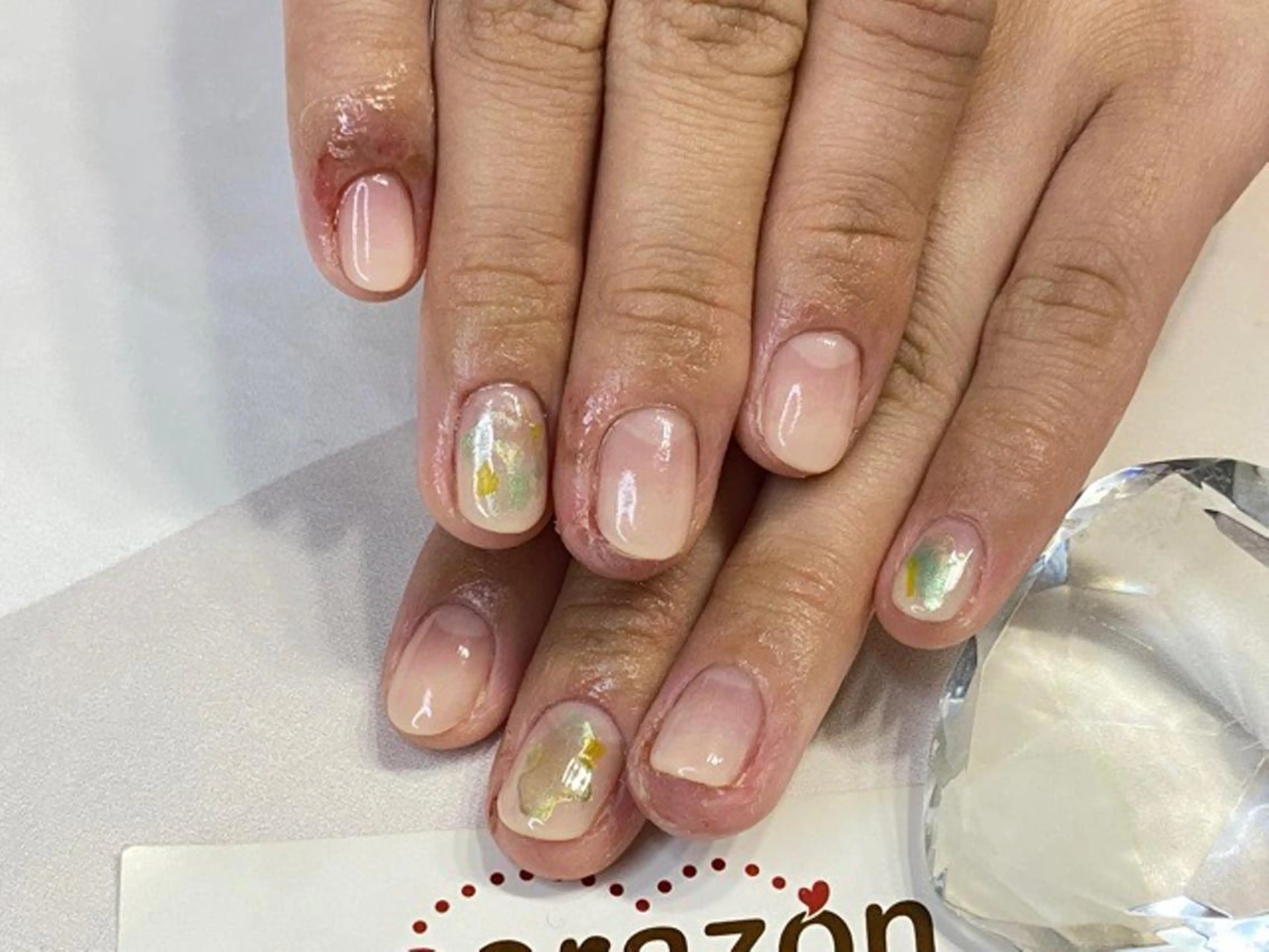 ネイル ブルー グラデーション ピンク シンプルネイル 黄色 corazon所属・ネイリスト aicoのネイルデザイン