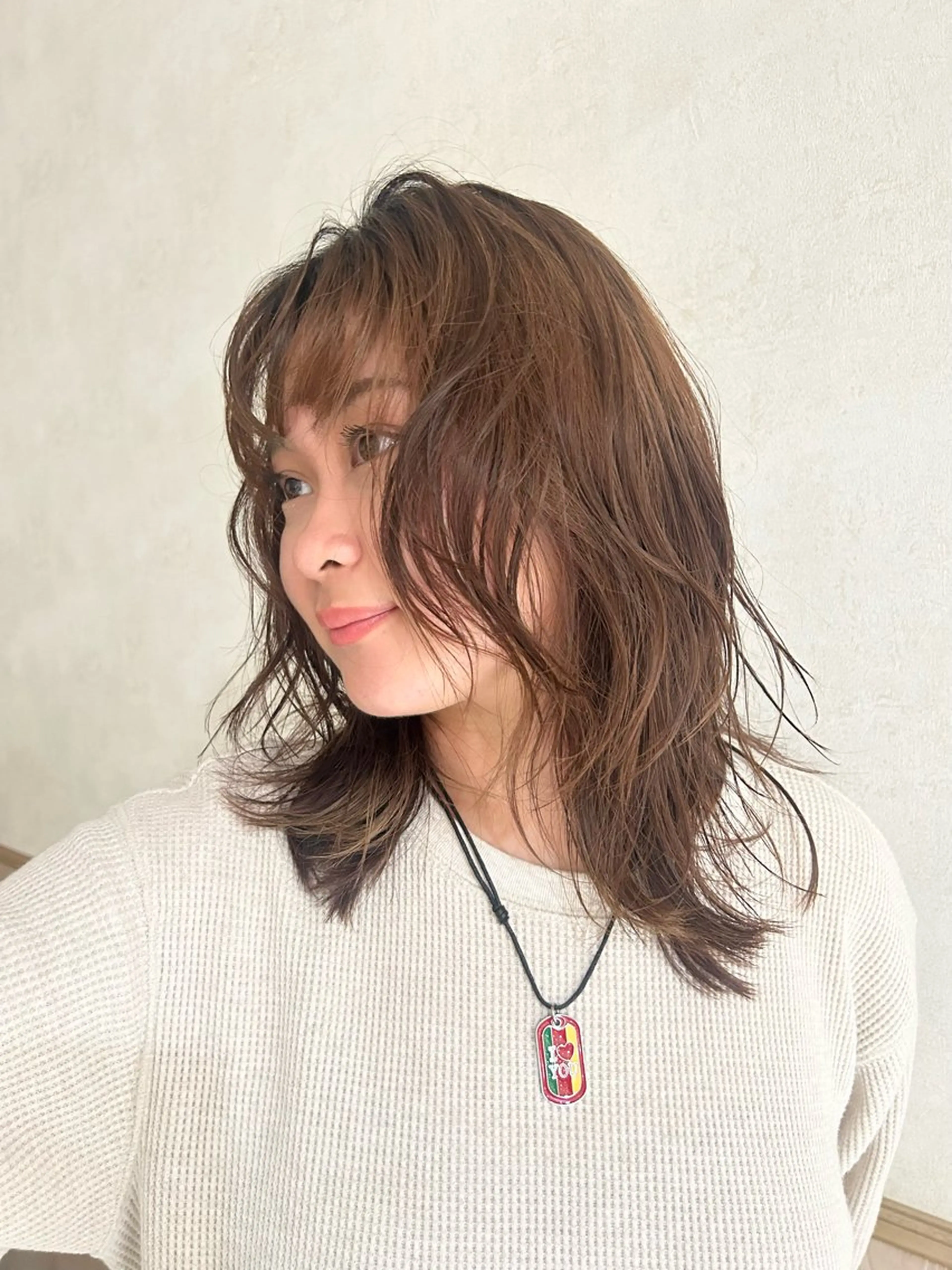 ミディアム ヘアカラー 🧶透明感カラー/ Yuzu/ベージュのヘアスタイル