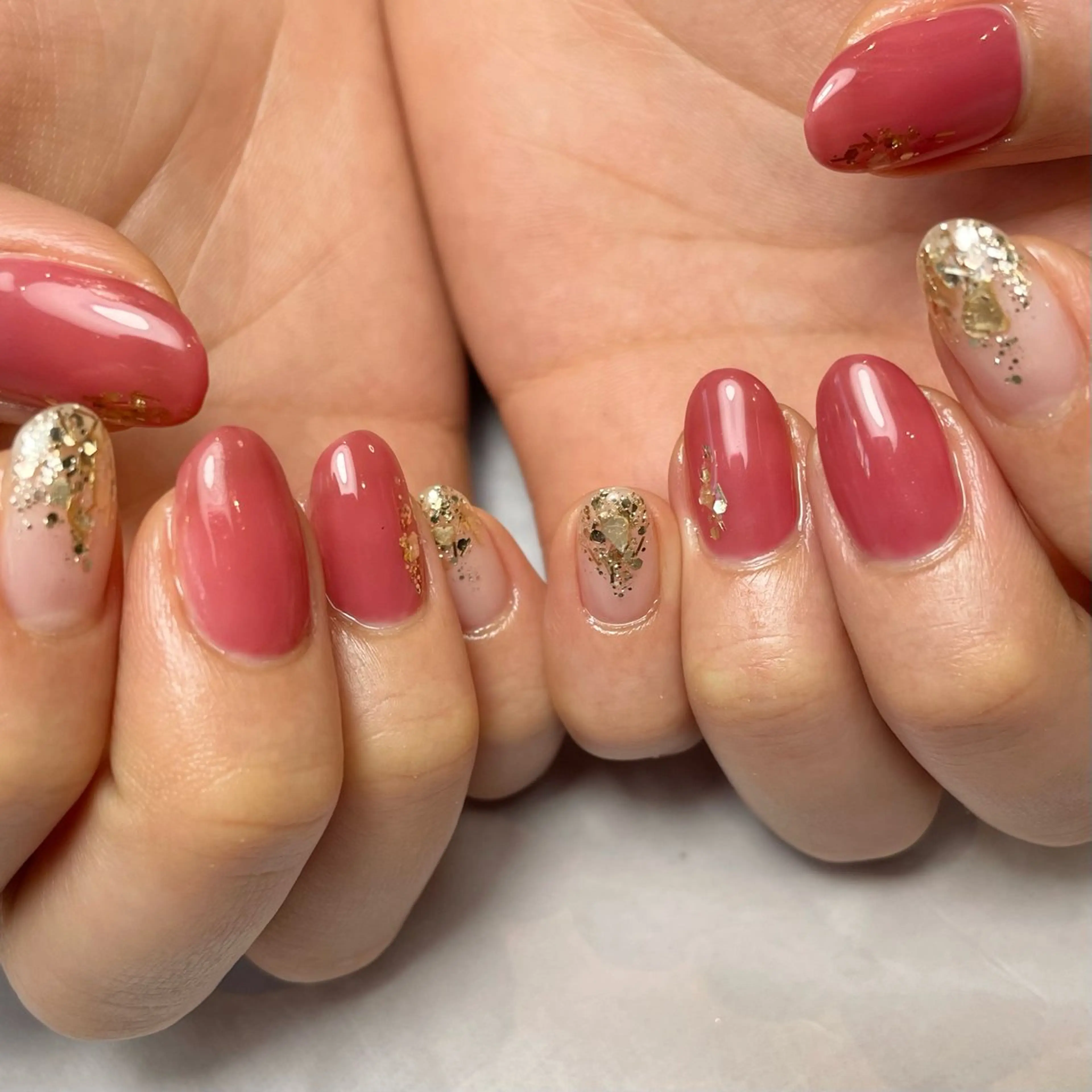 ネイル ピンク シンプルネイル Reflection marikoのネイルデザイン