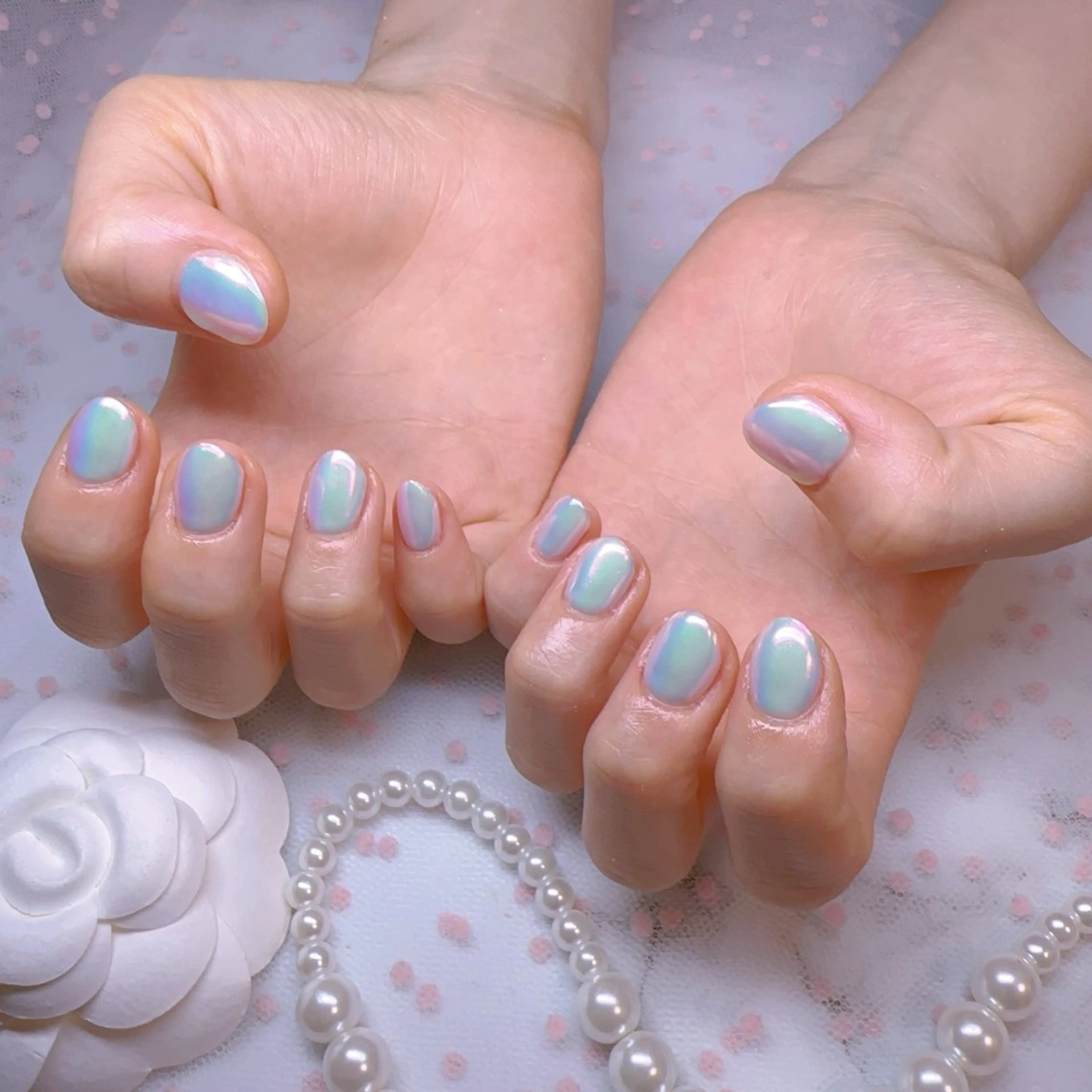 ネイル オーロラネイル フットネイル 韓国ネイル ラメ(グリッター) ラメグラデーション ハンドネイル Belle nail salon 新小岩のネイルデザイン