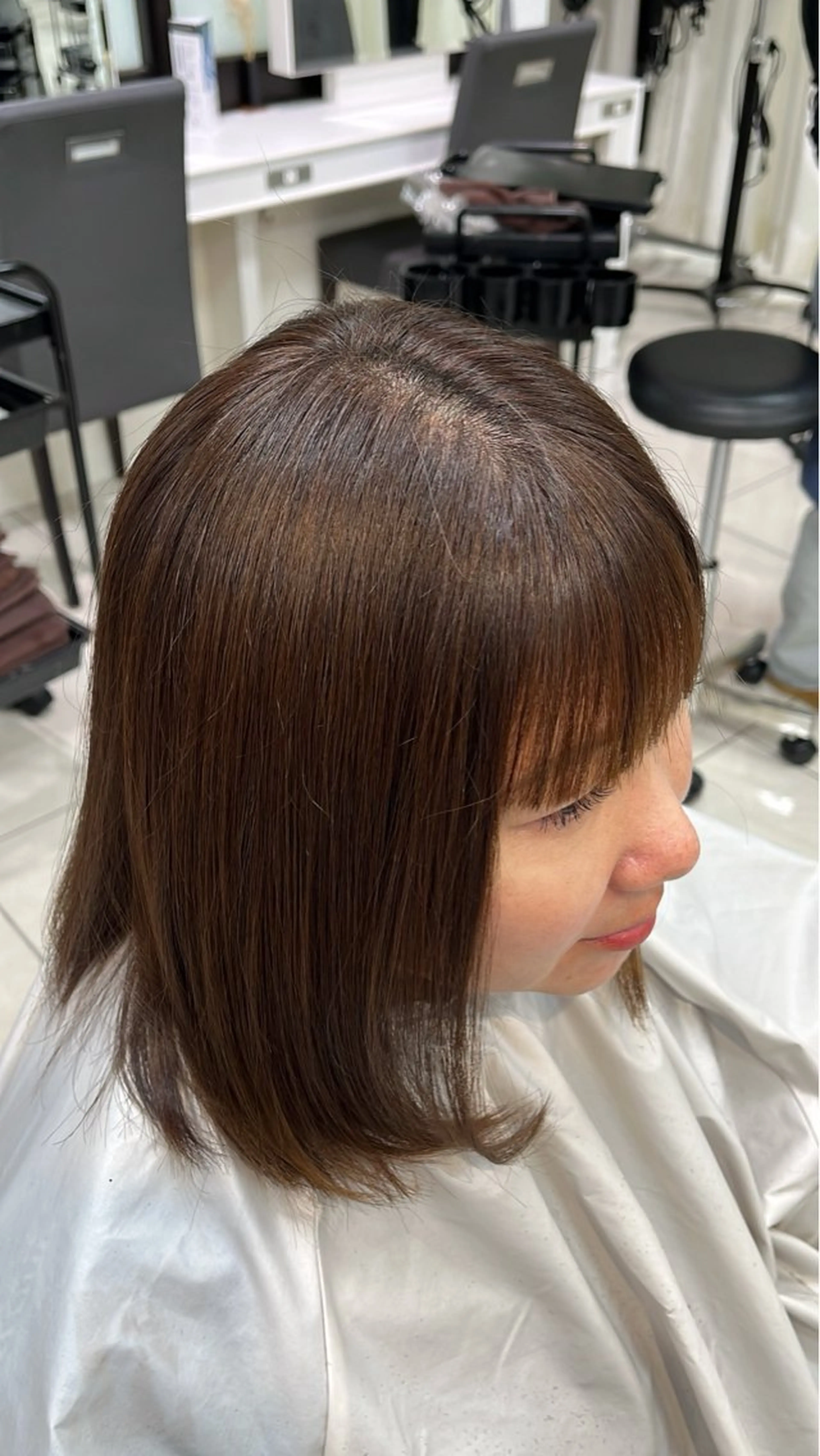 セミロング パーマ 顔周りカット 縮毛矯正 リノ stylist🪐のヘアスタイル